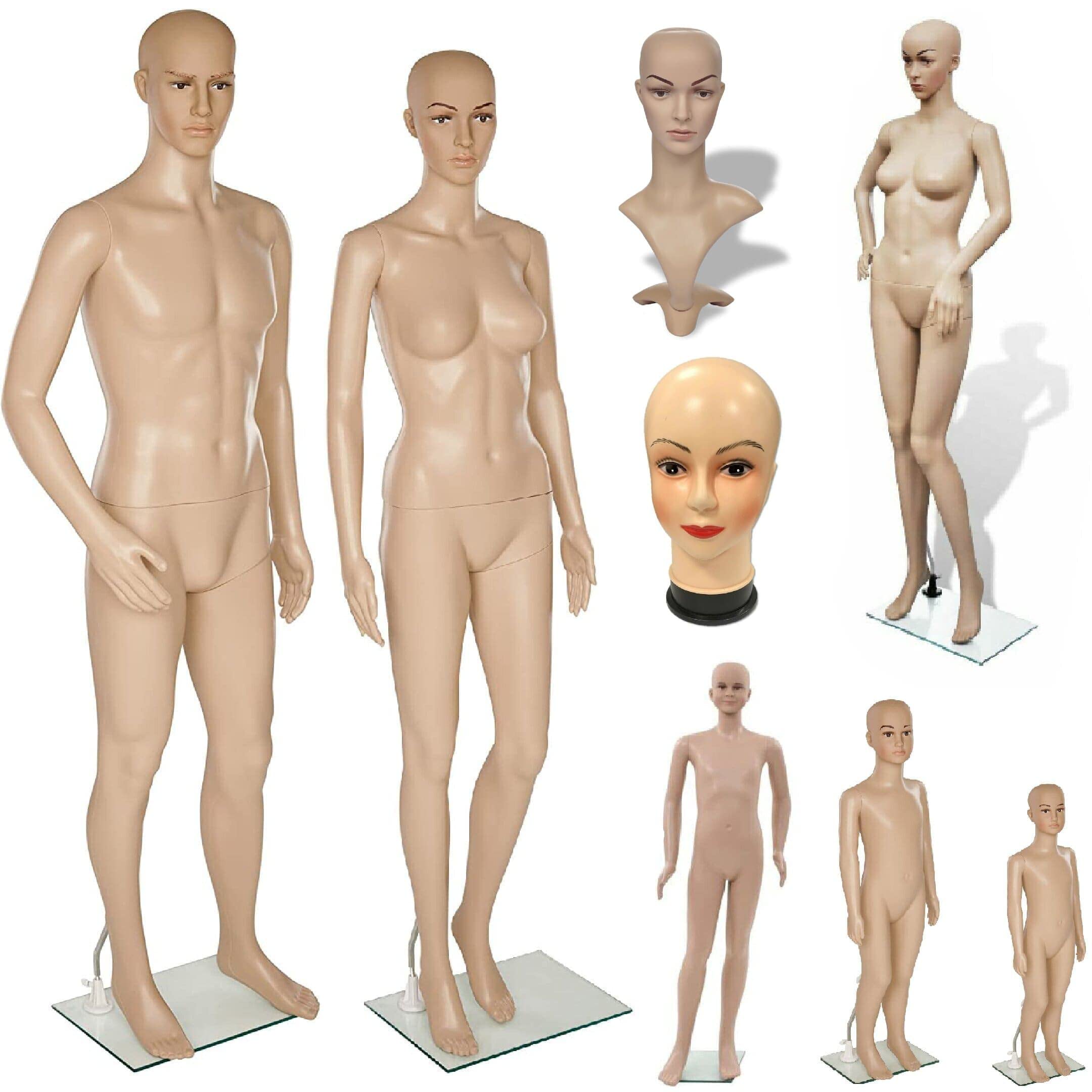 Male Female Kids Model Skin Mannequin Shop Window Mannequin, Rotatable and Portable, Metal Base – Necklace Display Wig Display Head (F9 - Female)