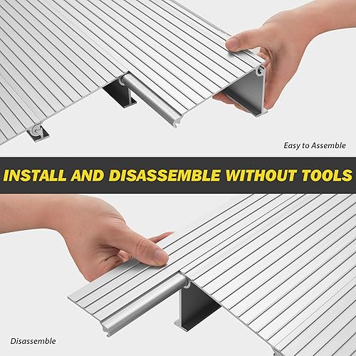 Miniatura 4 de Rampa de umbral de puerta de elevación de 4 pulgadas (capacidad de peso de 800 libras), rampa de entrada portátil de aleación de aluminio ajustable
