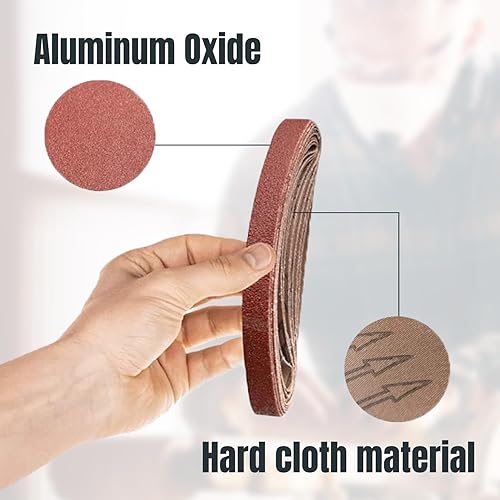 Miniatura 3 de POWERTEC Correas de lijado de 1-18 x 21 pulgadas para lijadora de banda Makita 9031, banda de lijadora de banda de óxido de aluminio de grano 80