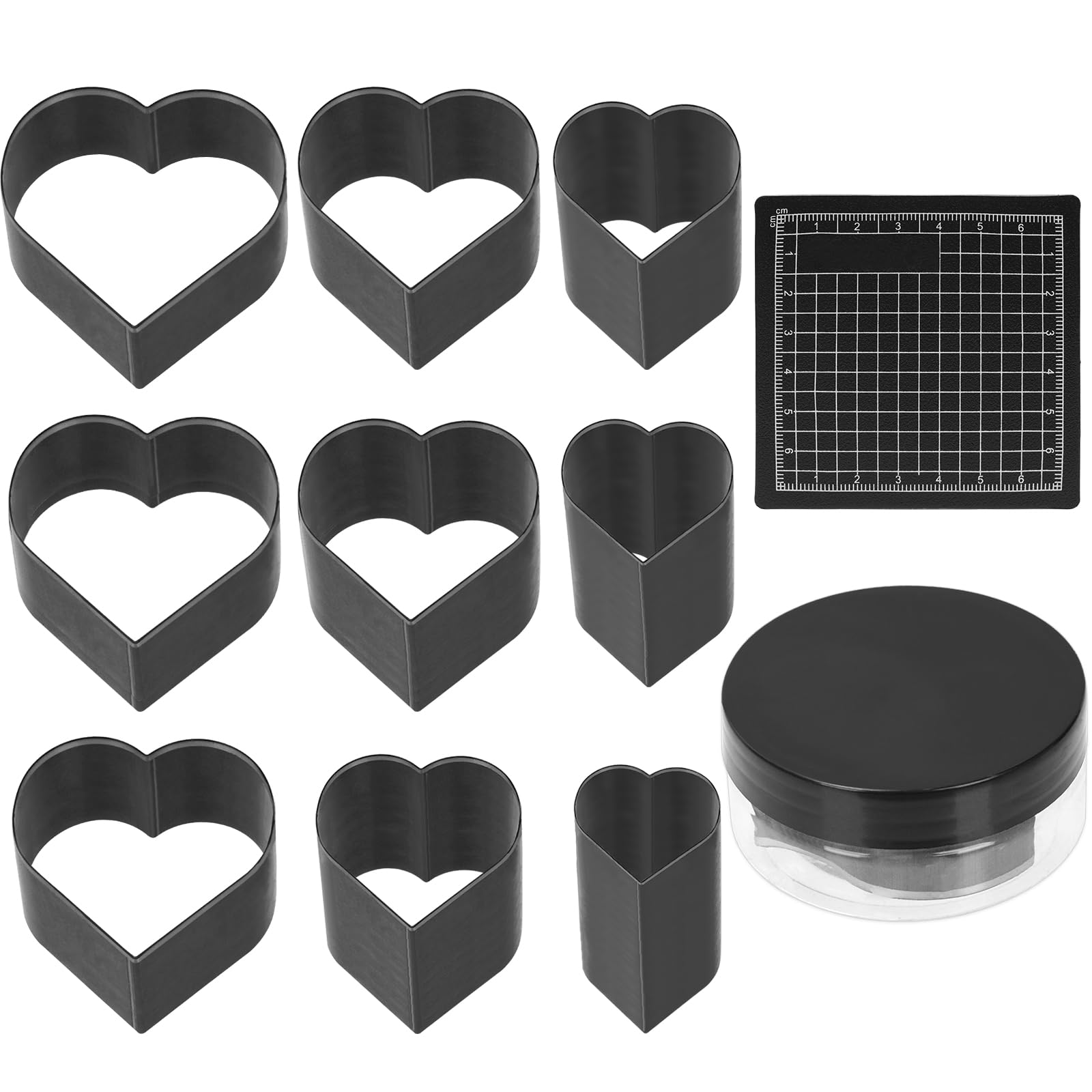 Keadic 10Pcs Heart Leather Cutter Tool Set 9 Sizes Heart Shape Leather Cutting Dies Heart Punch Tools Sharp Hollow Die Cutters for Earring Jewelry DIY Leather Crafts