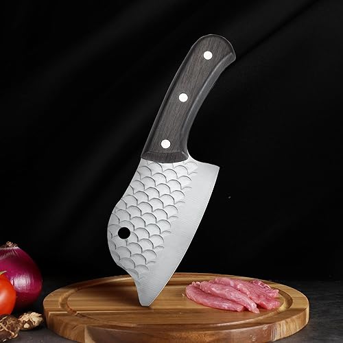 Miniatura 8 de TJ POP Cuchillo pequeño para cortar verduras cuchillo ligero para mujer lindo cuchillo de carne de espiga completa en forma de delfín con hoja de