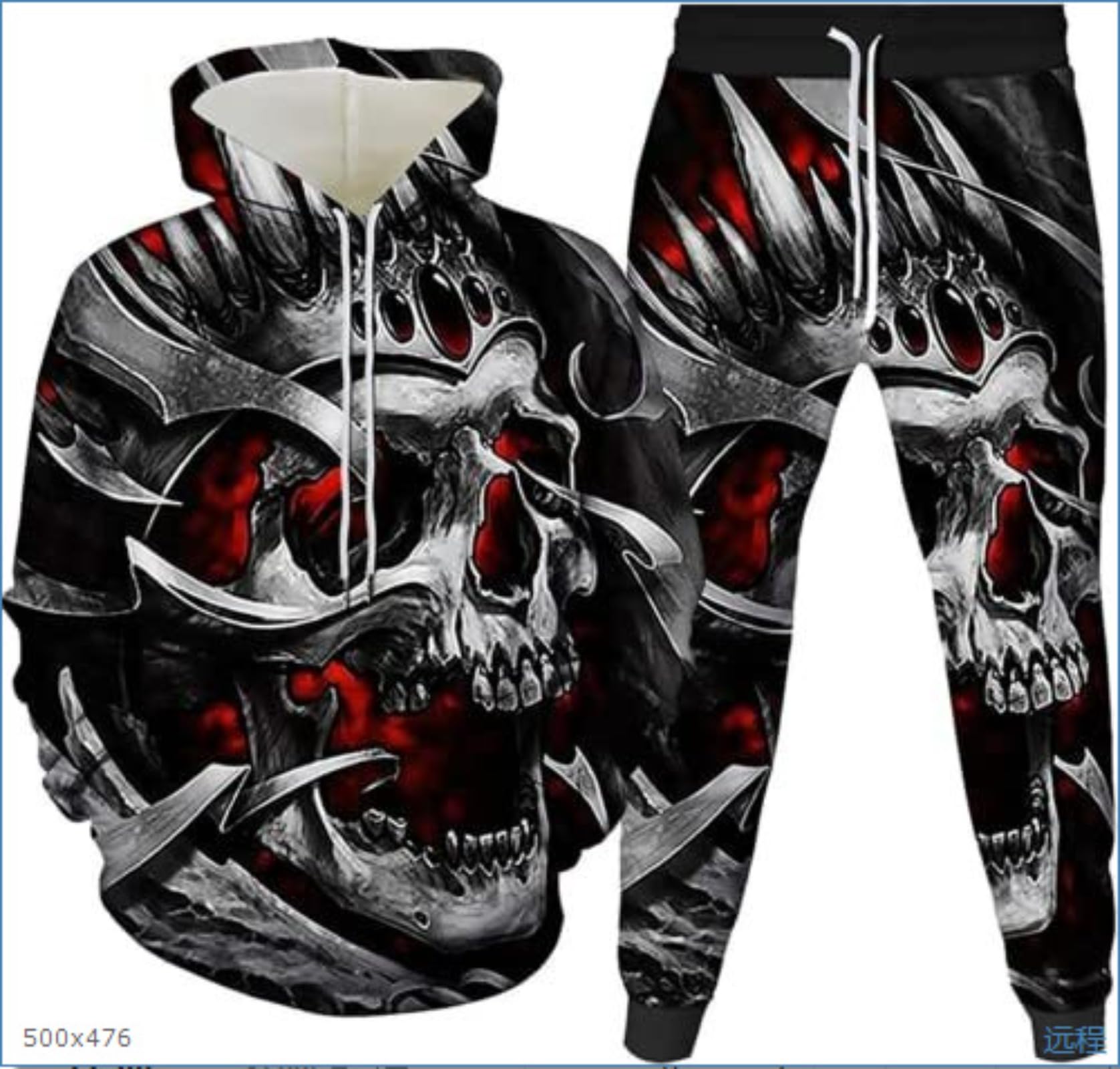 lFTEGUFKXS Men's Skull Tracksuit Men's 3D Skeleton Sweatshirt Sweatpants Skull Jogging Suit Set Hoodie and Trousers, Tracksuit4, 6XL
