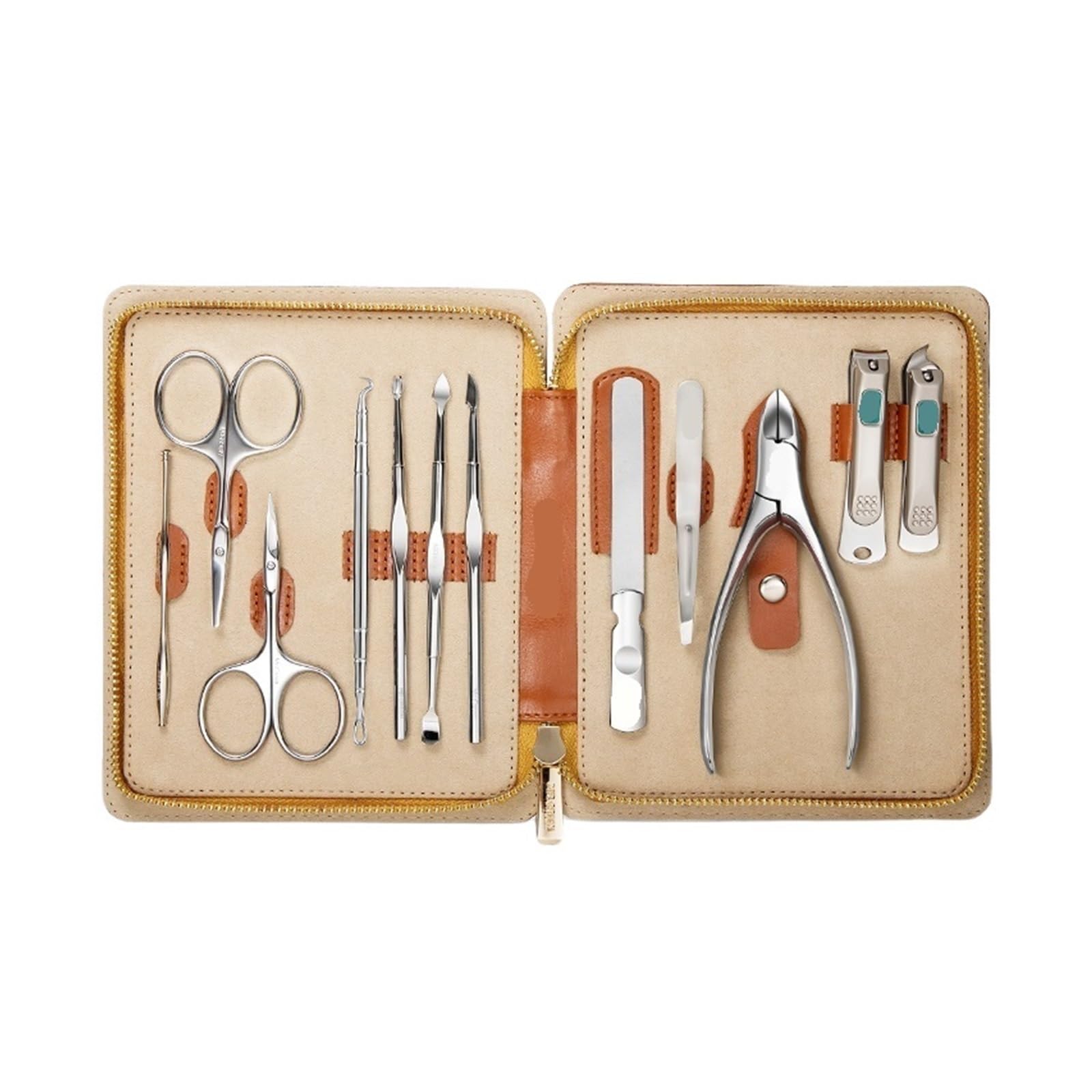 Set de manicura 12 en 1 sistemas pedicura acero inoxidable con portátil cuero