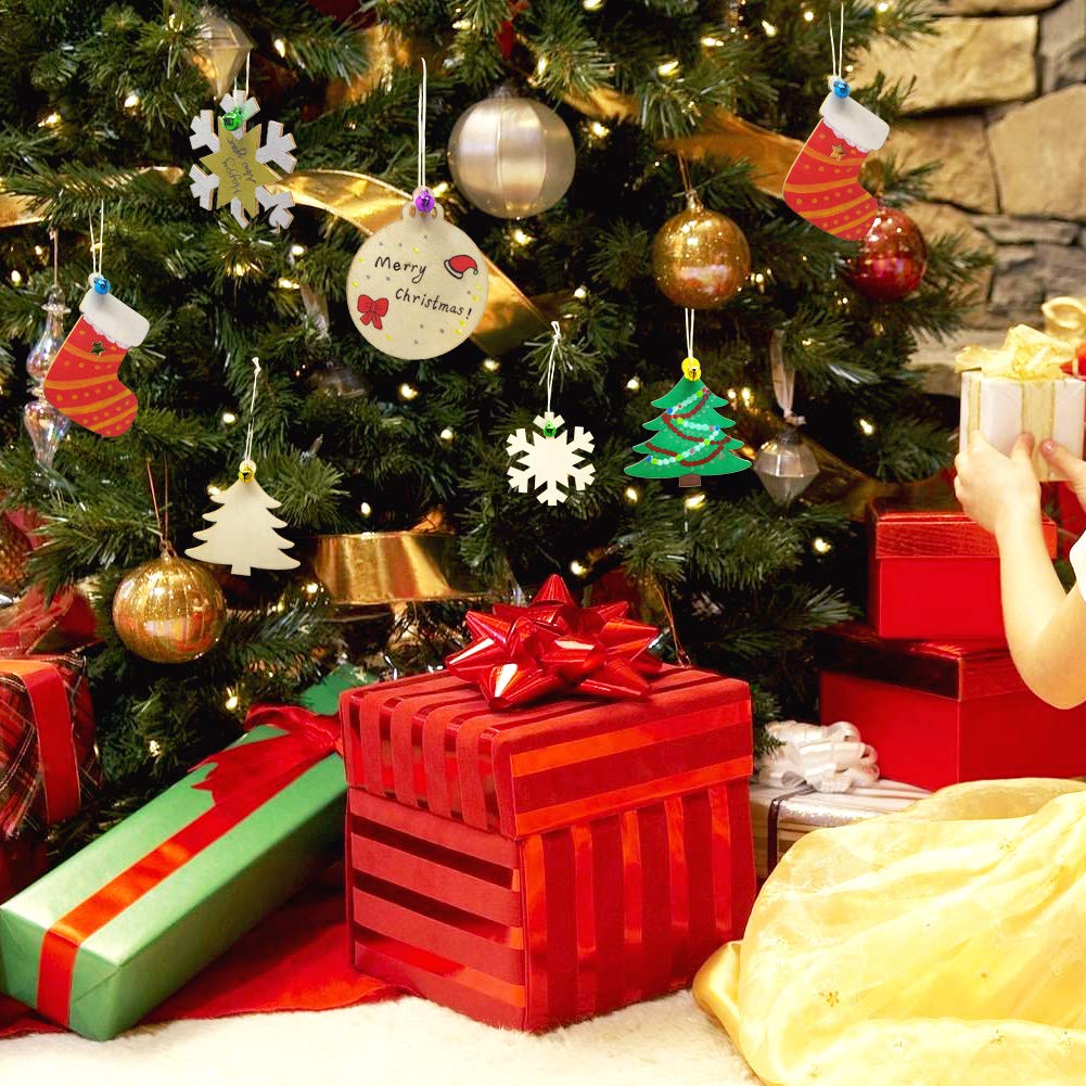 Amazon.co.jp: 未仕上げ木製クリスマスオーナメント 40個 バルク 天然