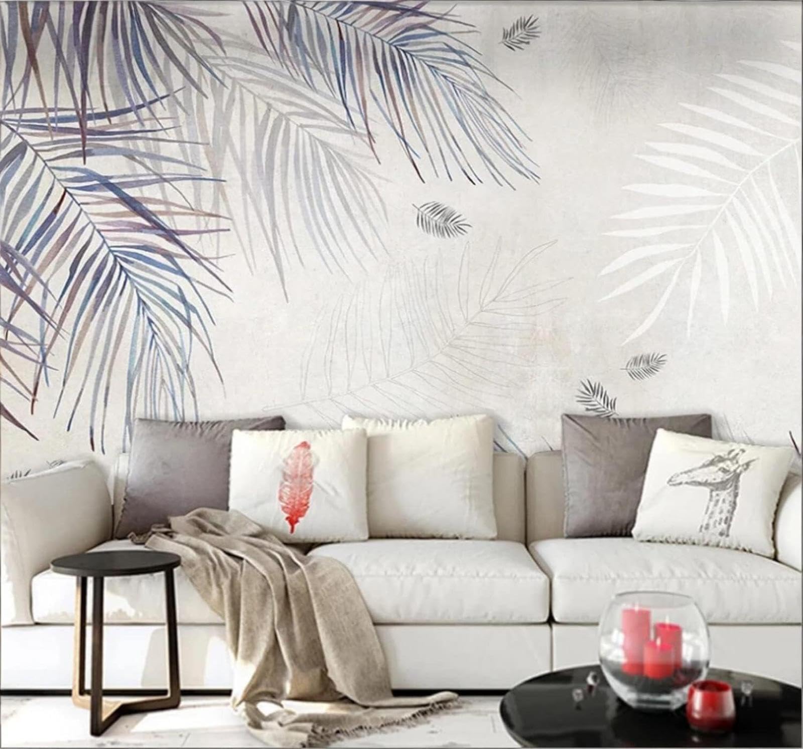 XLMING Minimalist Hand Drawn Plants Leaves Art 3D Wallpaper Luxury Silk Study Dining Feature Sofa Grey Bedroom Living Room Tv Decorative Wall-350cm×256cm