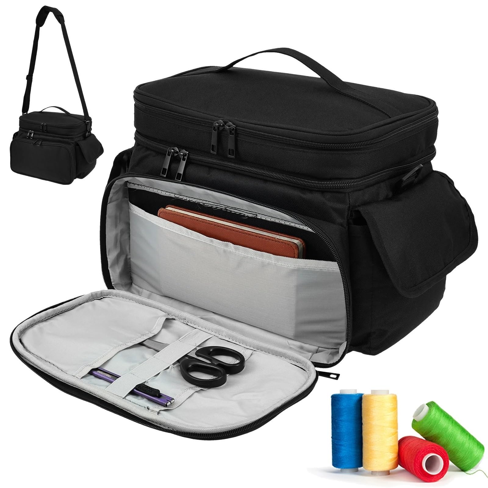 Bolsa de costura grande 35x23x23 cm, bolsa hilo tejer lana, caja organizadora agujas gancho almacenamiento, accesorios DIY para Agujas, Hilo
