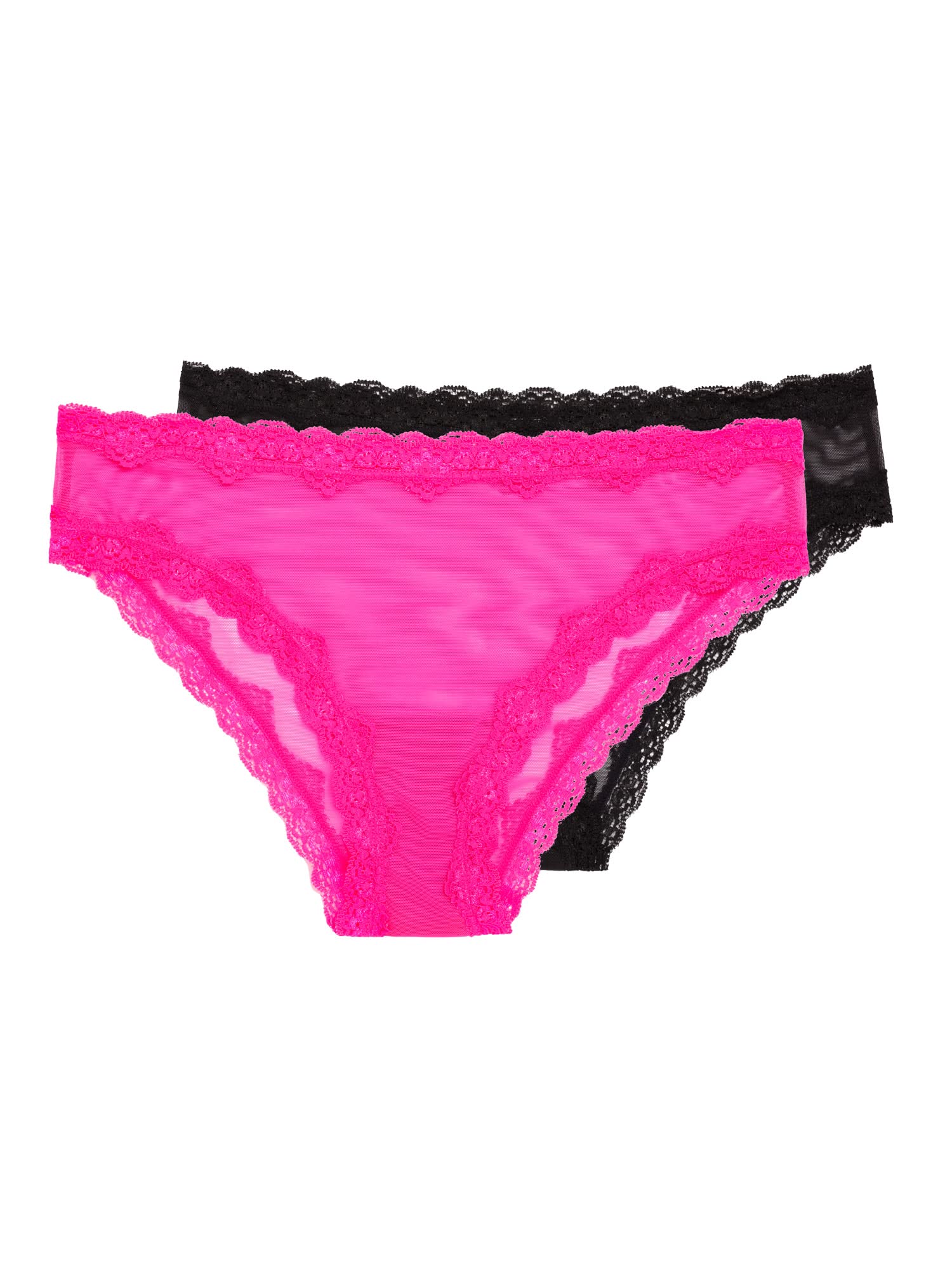 Smart & Sexy Women's Lace Trim & Mesh Panty 2 Packs Sexy Thongs & Cheeky Bikinis