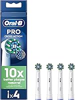 Oral-B Pro Cross Action Electric Toothbrush Head, X-Shape and Angled Bristles for Deeper Plaque Removal, Pack of 4