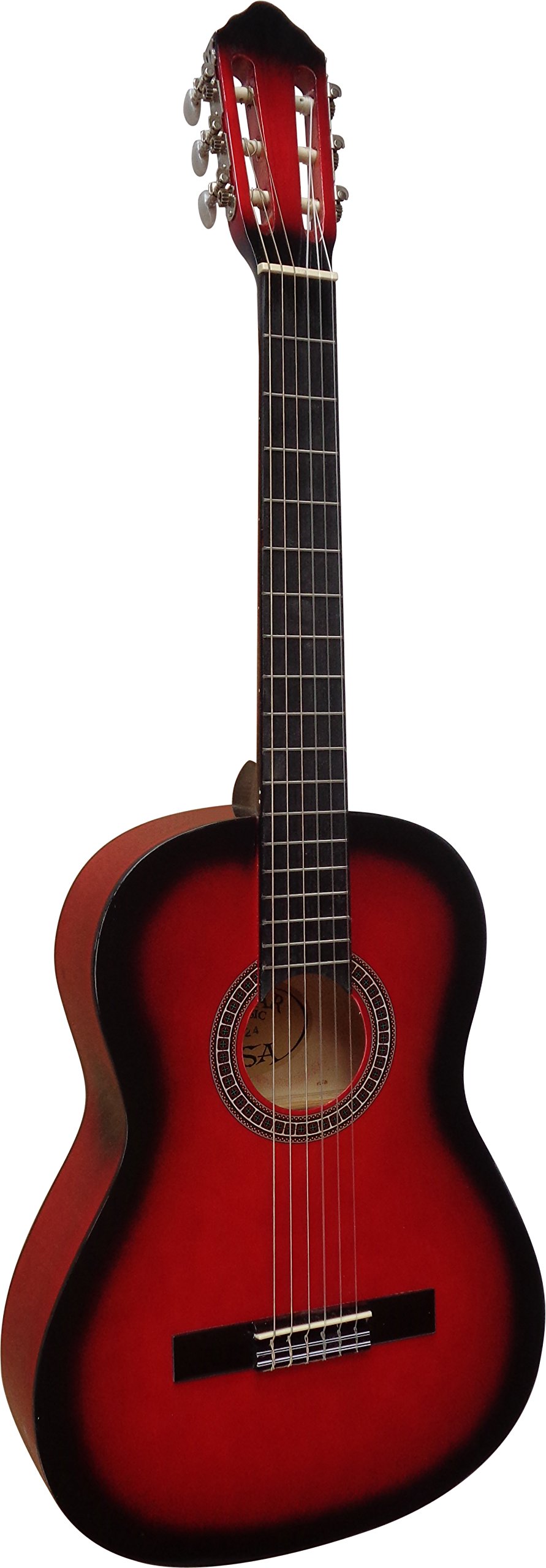 4/4 GITARRE - KONZERTGITARRE IM SET - CLASSIC - ROT-SCHATTIERT - DECKE LINDENHOLZ - TASCHE - BAND - SAITEN - 3xPIK - STIMMGERÄT ET33B - C24