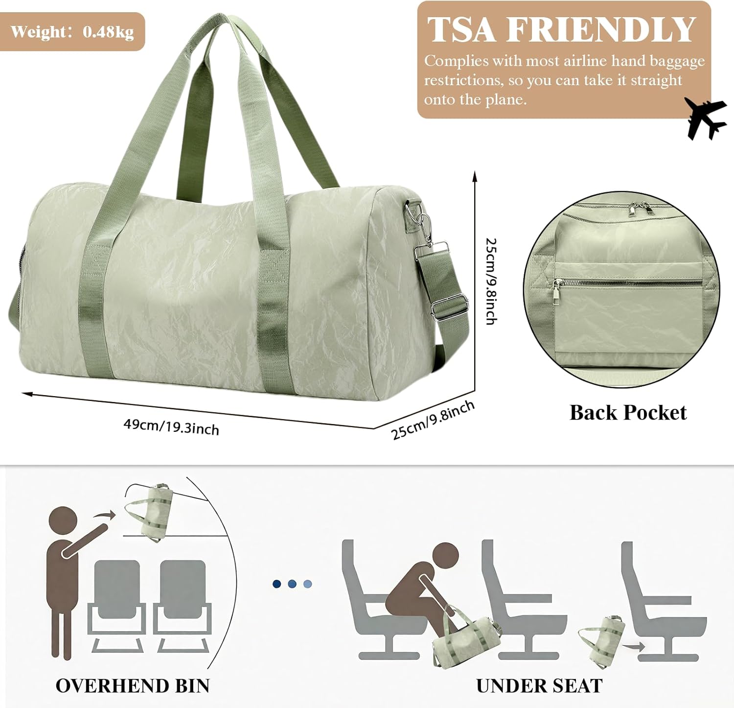 Sports Gym Bag with Shoes Compartment, Travel Duffle Bag for Women Men Carry On Weekender Bag with Dry Wet Separated Pocket Overnight Tote Personal Item Bag for Travel Yoga Dance - Image 4
