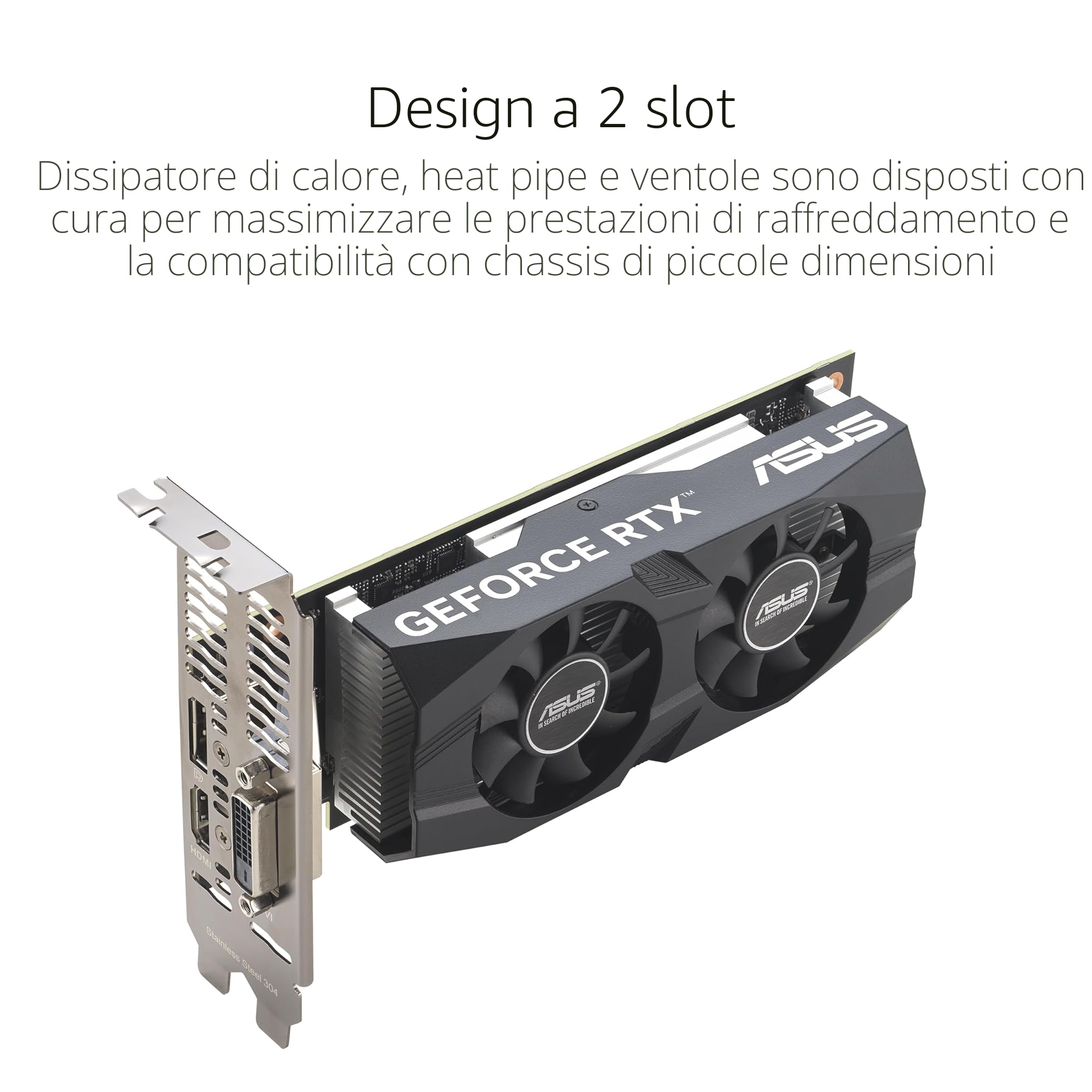 ASUS RTX3050 LP BRK OC, Scheda Grafica 6 GB GDDR6 NVIDIA GeForce, Nera | Multiprocessore Streaming NVIDIA Ampere, Resistenza alla Polvere IP5X, Auto-Extreme, GPU Tweak III, Nero, RTX3050-O6G-LP-BRK