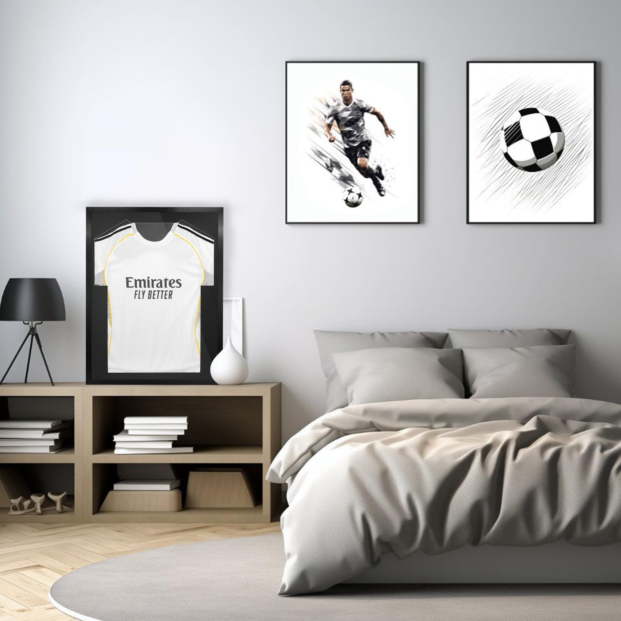 FramePro Trikotrahmen 64 x 84cm Trikot Bilderrahmen Groß 3D Bilderrahmen Fussballtrikot Rahmen Objektrahmen Aluminium für Fußball-, Eishockey-, Rugby-, NBA-Trikot