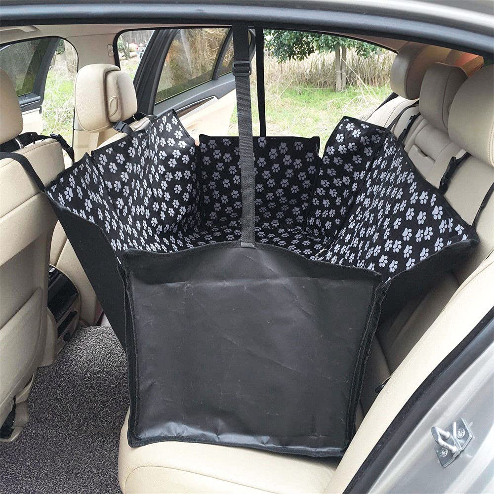 Housse de siège arrière de voiture, Baceyong Chat Chien Protecteur Imperméable Hamac Tapis Motif Étanche Pet Chat Chien Dos Housse De Siège De Voiture Hamac Antidérapant Protecteur Mat Noir