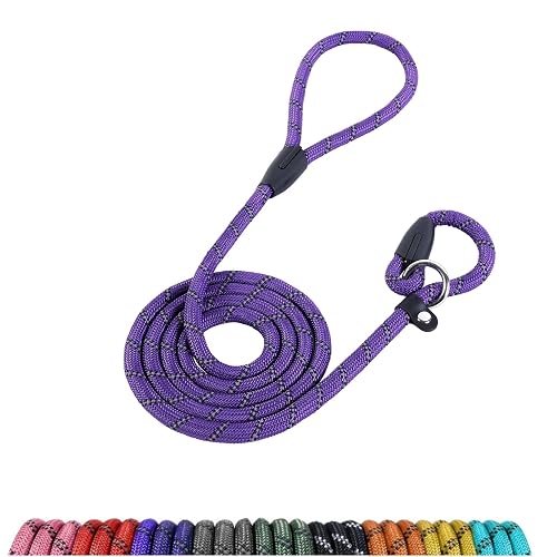 Loutep Correa antideslizante para perros, cuerda morada de 1,8 m con costuras reflectantes