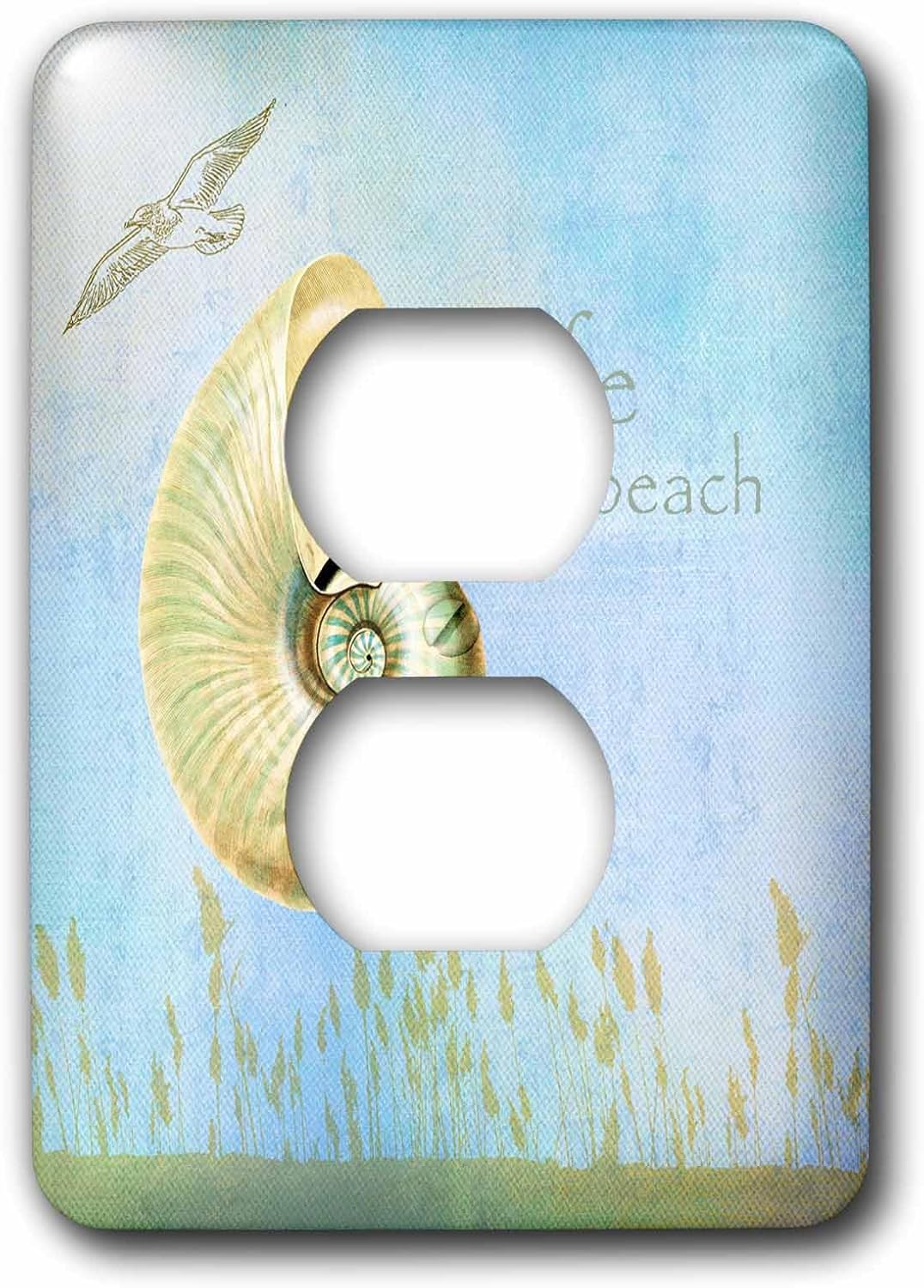 3dRose lsp_79344_6 Inspired Shell Beach Themed Art 2 Plug Outlet Cover