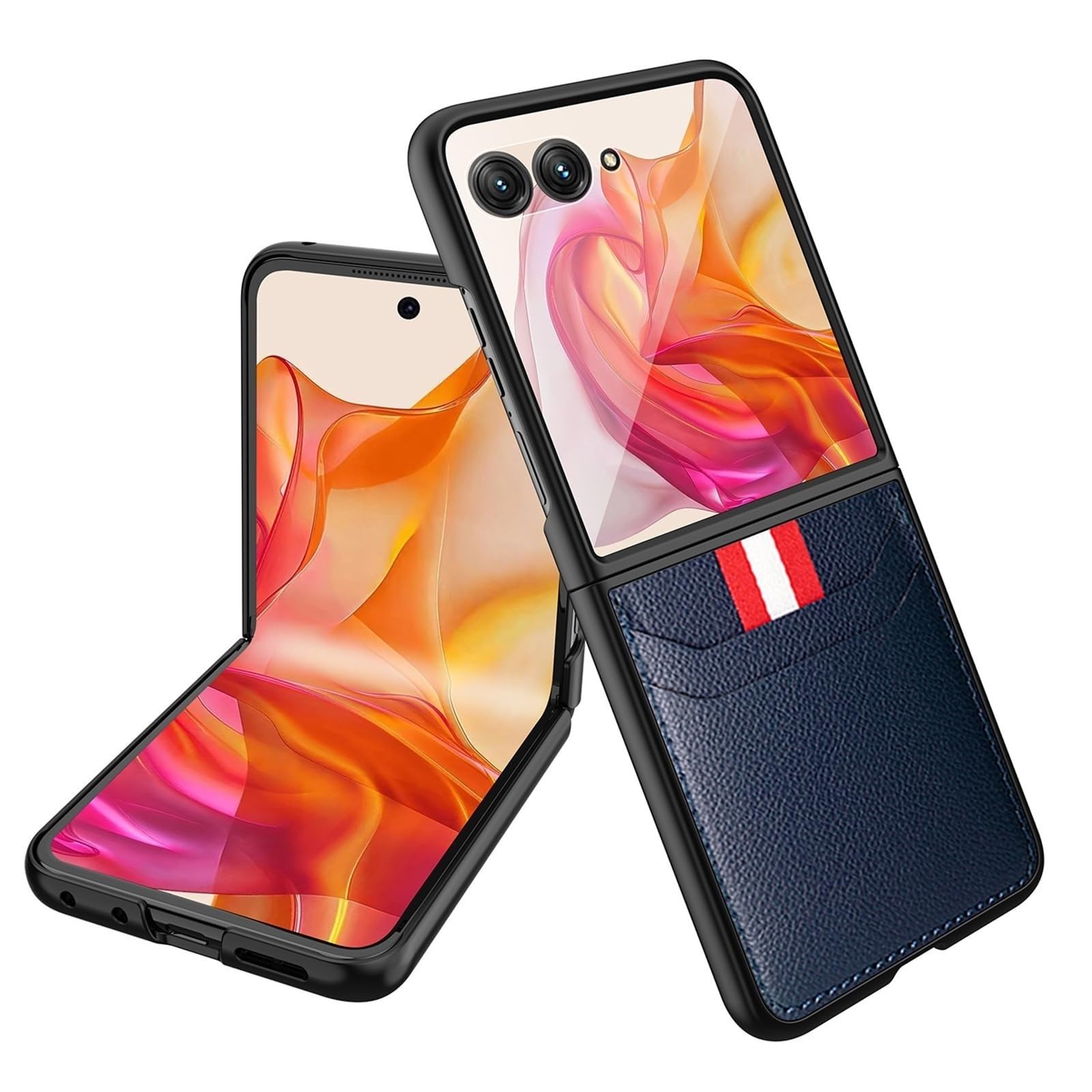 Pokrowiec na Motorola Razr 60 Ultra/60, szkło hartowane ochraniacz ekranu powłoka przegródki na karty portfel etui na telefon smukłe skórzane etui (niebieski, 60)