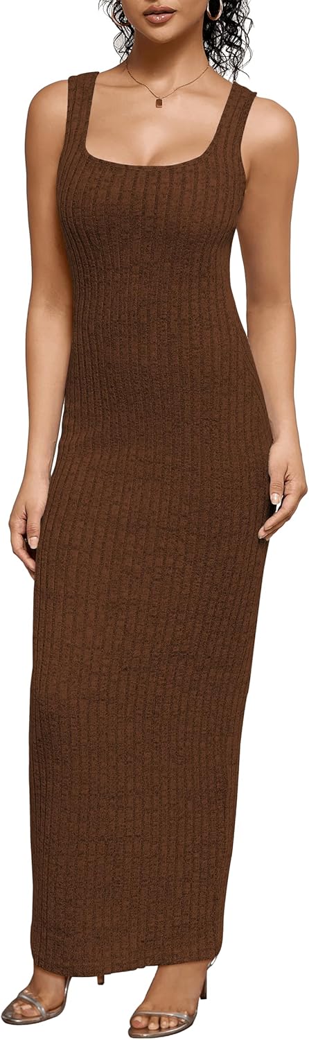 PINSV Women's Bodycon Maxi Dress Stretchy Sleeveless Tank Dress Summer Long Ribbed Casual Beach Party Dress - Image 2