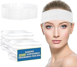 RAQEHO 50pcs Disposable Headbands for Spa - Non Slip Elastic Spa Facial Head Bands Bulk Head Wrap Hair Bands For Women'S H...
