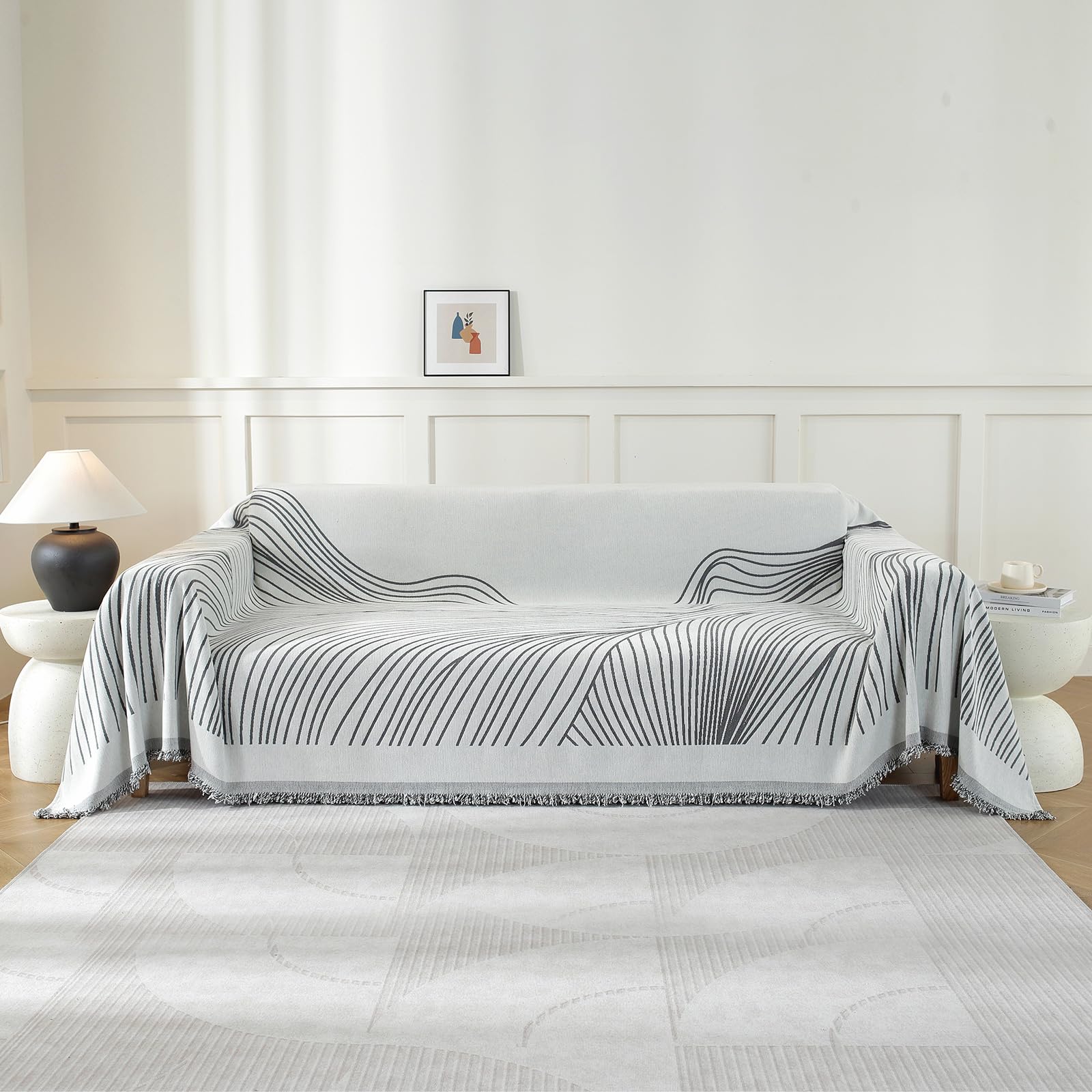 YSTELLAA Funda Sofa 1 Plaza, 180×230CM, Manta Cubre Sofa Four Seasons, Universal, Reversible, Grande, Gruesas, Antideslizantes, Decoración De Interiores, para Salón, Gris Oscuro-Curve Global Recycled Standard Global Recycled Standard Global Recycled Standard