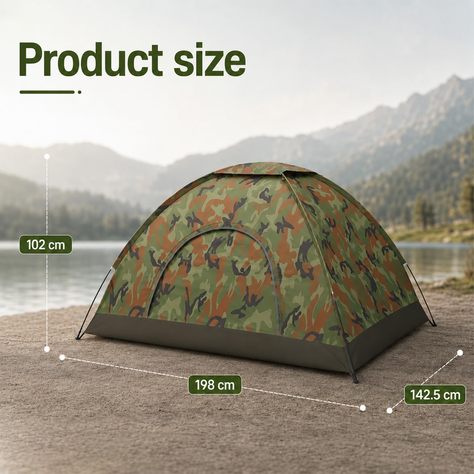 Pop-Up Wurfzelt für 3–4 Personen, wasserdichtes Camping Zelt, leichtes Schnellaufbau Einwand-Zelt, tragbares Outdoor Zelt für Strand, Festival, Wandern & Camping