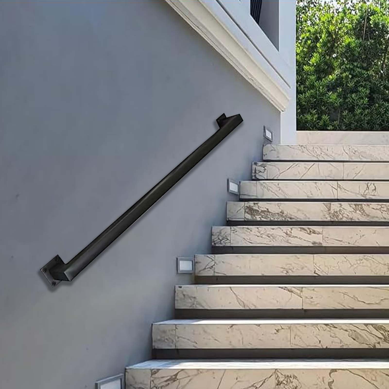 Industrieller Haltegriff für den Außenbereich, Treppenhandlauf für Wände, Stützstange für Flurtreppengeländer mit Wandhalterungen und Metallschrauben, für drinnen und draußen(150cm)