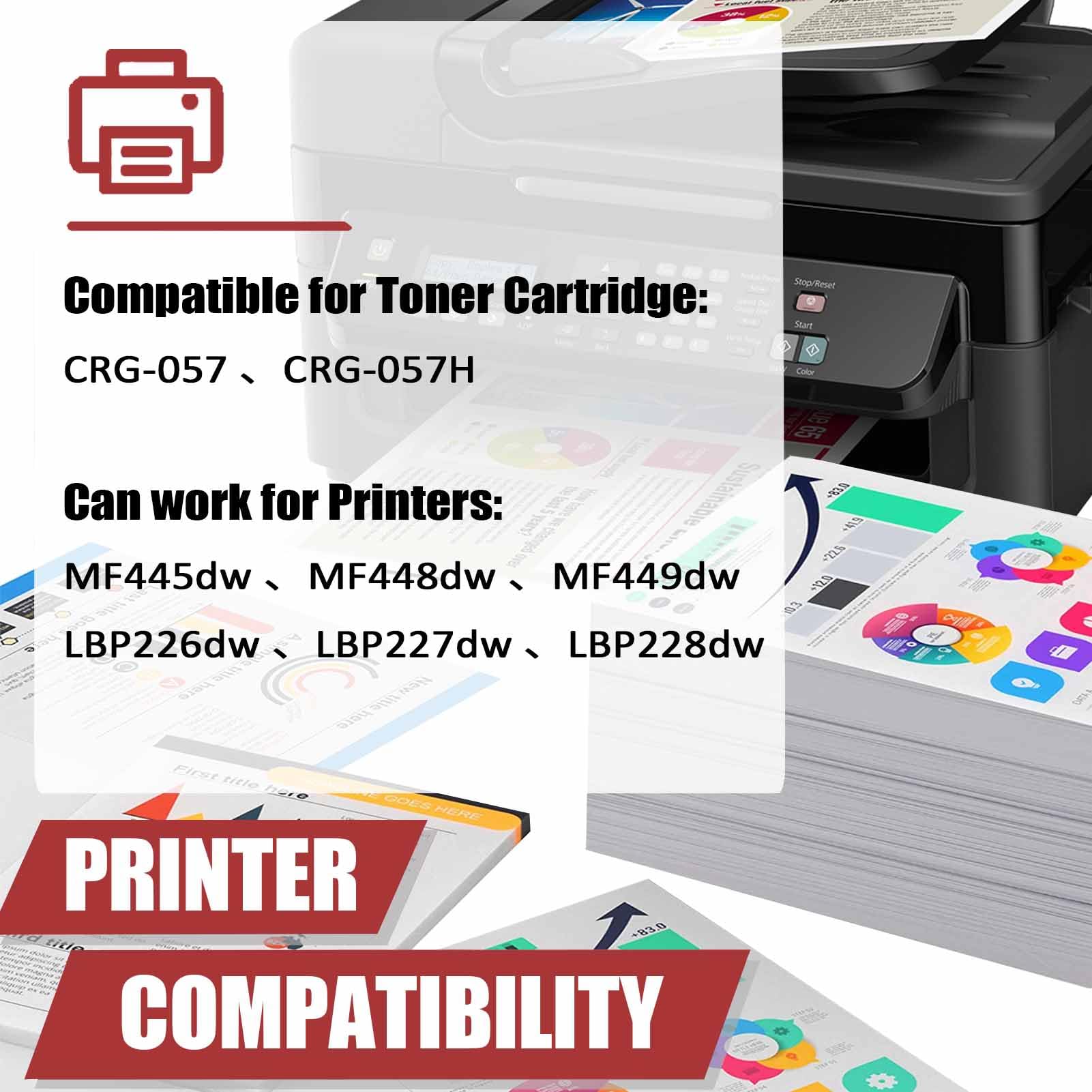 1PK CRG 057 H Toner Cartridge WITH CHIP For Canon 057H ImageCLASS MF440...