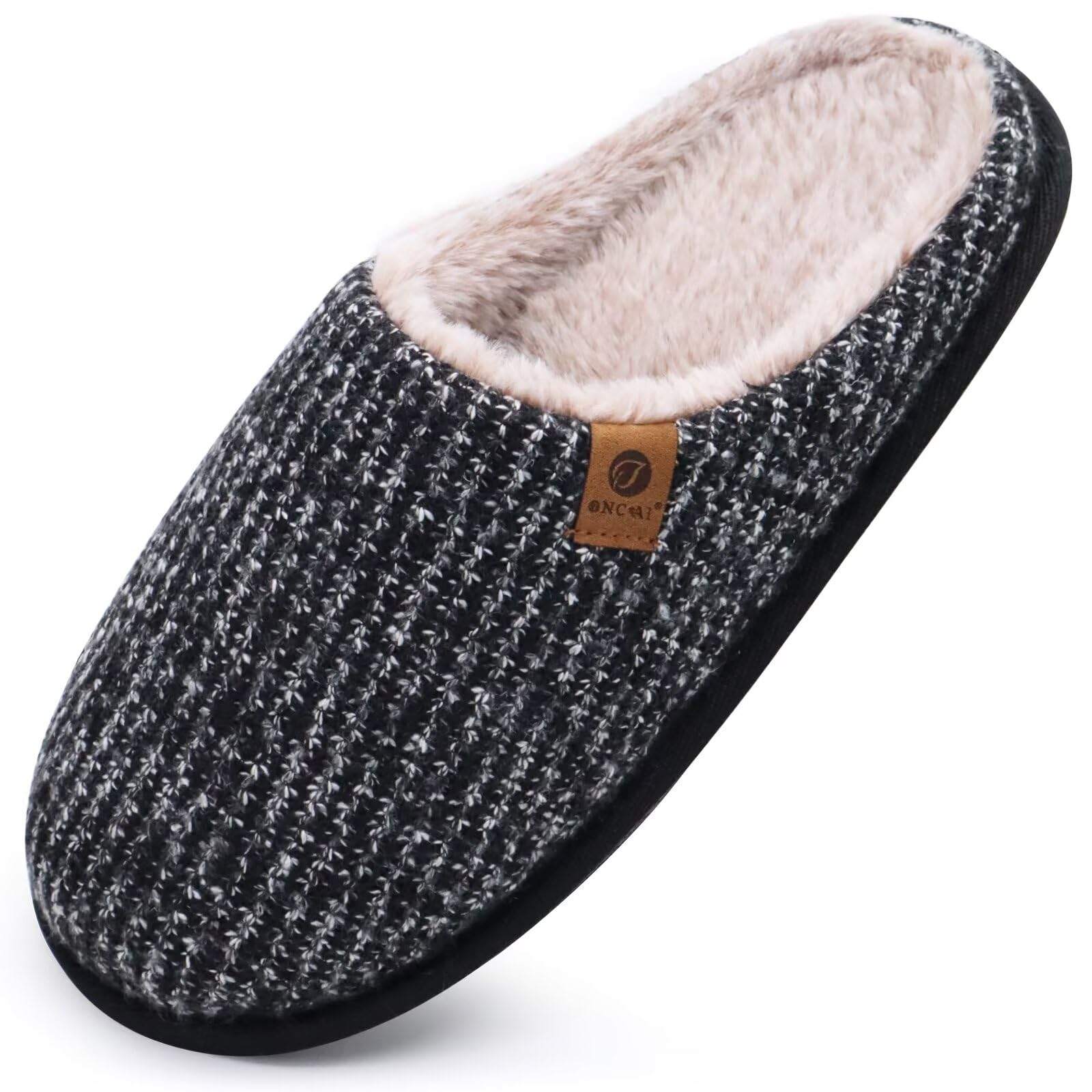 ONCAI Pantofole da Uomo Invernali, Comoda Memory Foam Calde Scarpe da Casa in Lana Con Suola Antiscivolo Taglia 40-49 EU