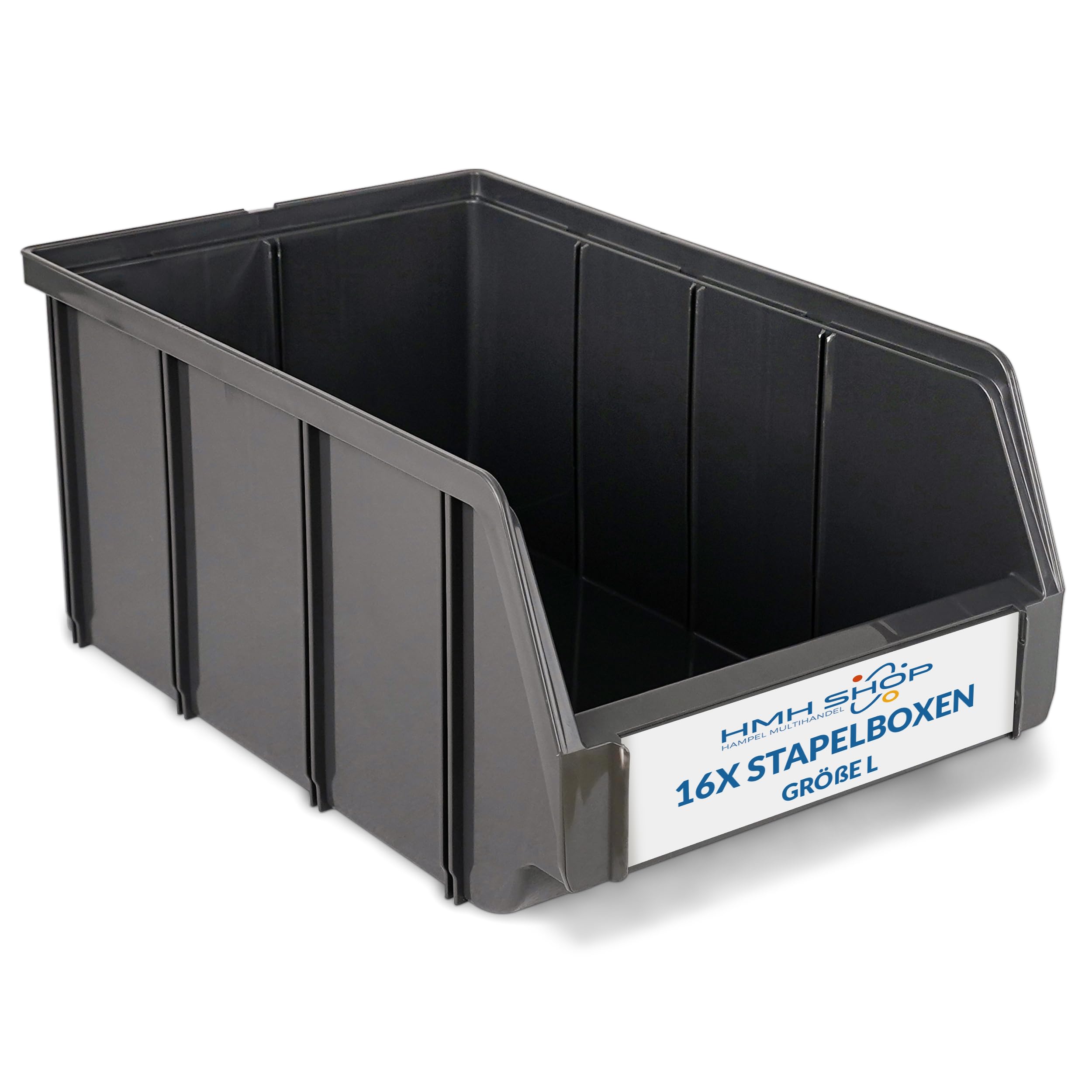 16x Stapelboxen Größe L Werkstatt Garage Keller Sichtlagerboxen 335x209x152mm Lagerboxen ANTHRAZIT Sichtlagerkästen Kleinteile Aufbewahrung Baumarkt