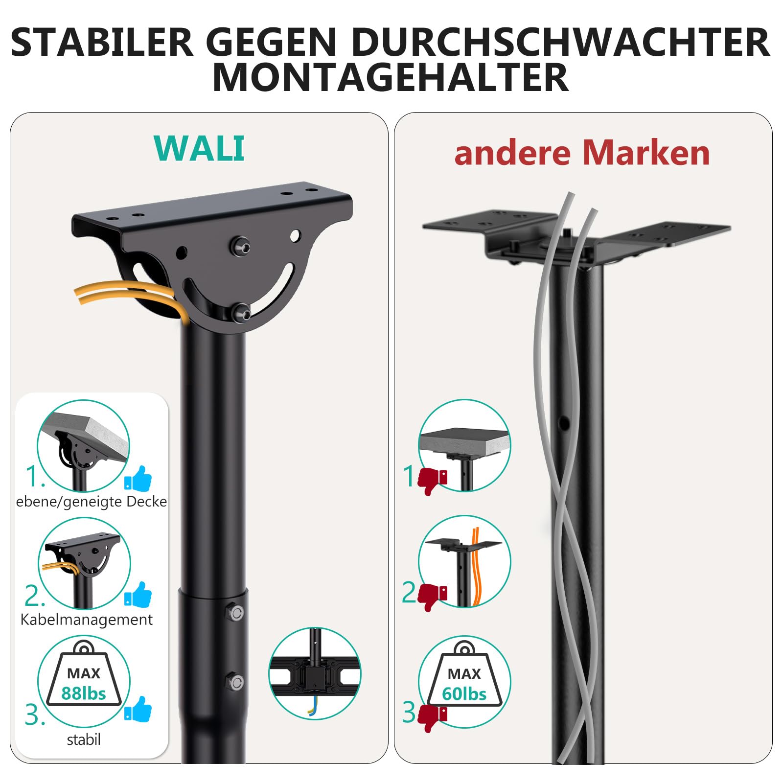 WALI Ceiling TV Mount for Most 26-65 inch LCD LED OLED 4K TVs, up to 99 lbs — Amazon image 7
