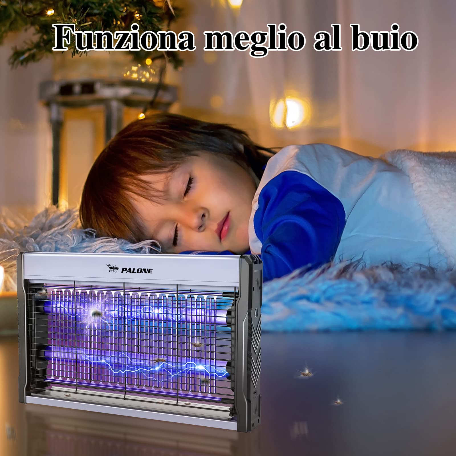 PALONE Lampada Antizanzare 3200V, USB Zanzariera Elettrica, UV LED Lampada Zanzare Protezione al Tatto con Catena und Vassoio per l'uso in interni e nel patio