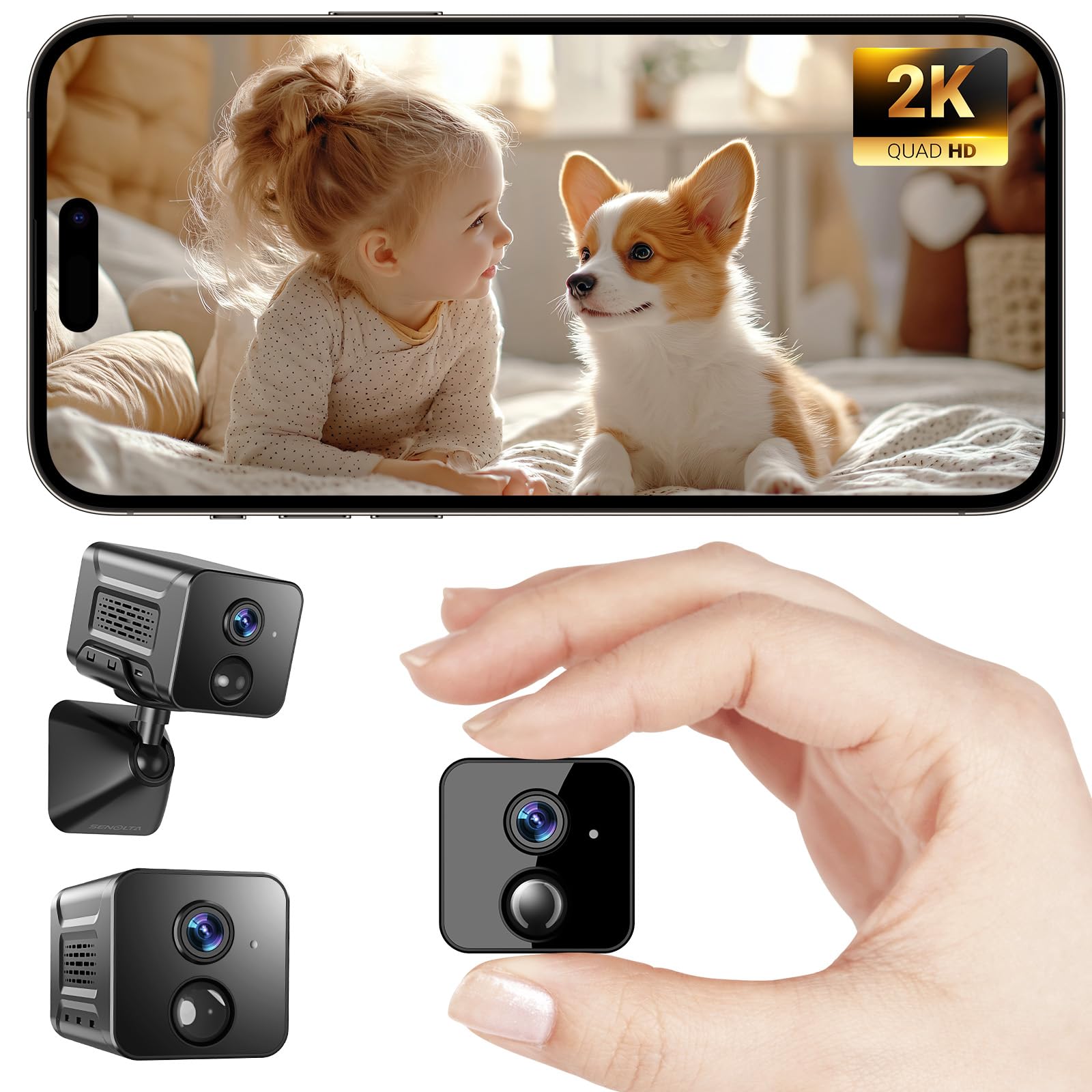 Hidden Camera 2K HD Wireless Security Camera with Video Mini Indoor Cameras for Home Security AI Motion Detection