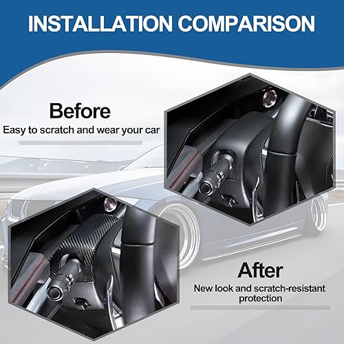 Miniatura 2 de Cubierta superior para base de volante compatible con Chevrolet Corvette C8 Stingray 2020-2024 fibra de carbono real, 1 unidad, accesorios de