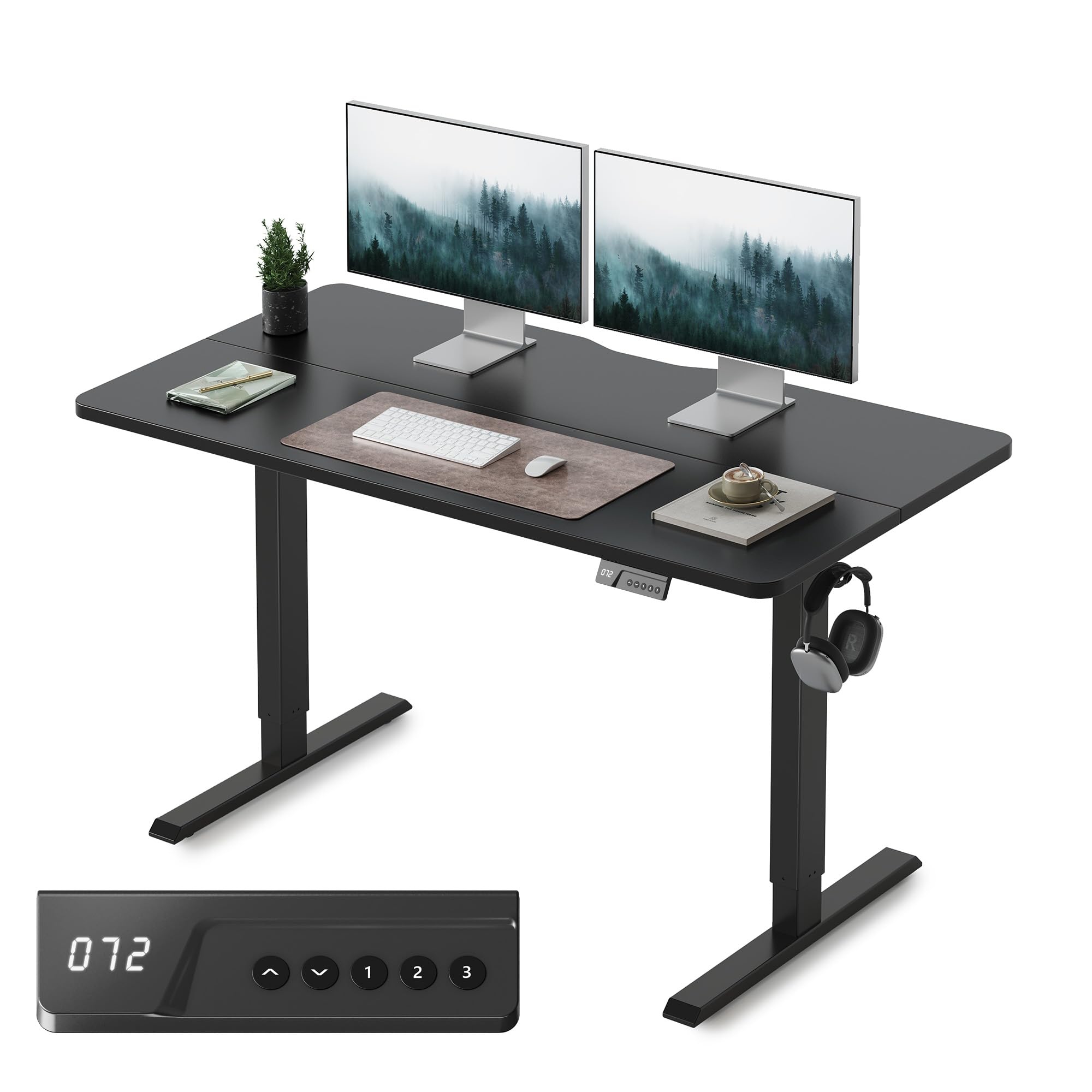 FEZIBO Electric Standing Desk Adjustable Height, 55 x 24 Inch Sit and Stand Desk, Home Office Desk, Ergonomic Computer Workstation, Black