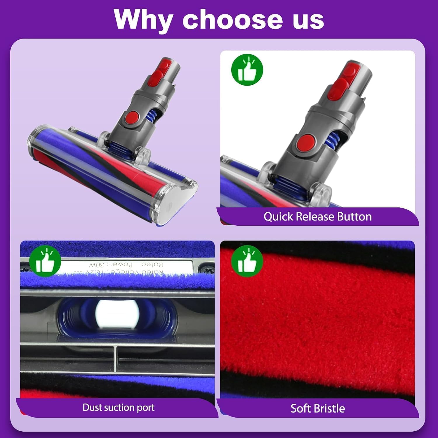 Softwalze Bodendüse für Dyson V7 V8 V10 V11 V15 SV10 SV11 SV12 SV14 SV15 Staubsauger, Elektrischer Soft Roller Bürste Aufsatz,Elektrischer Soft Roller Bürste Aufsatz für Harte Böden
