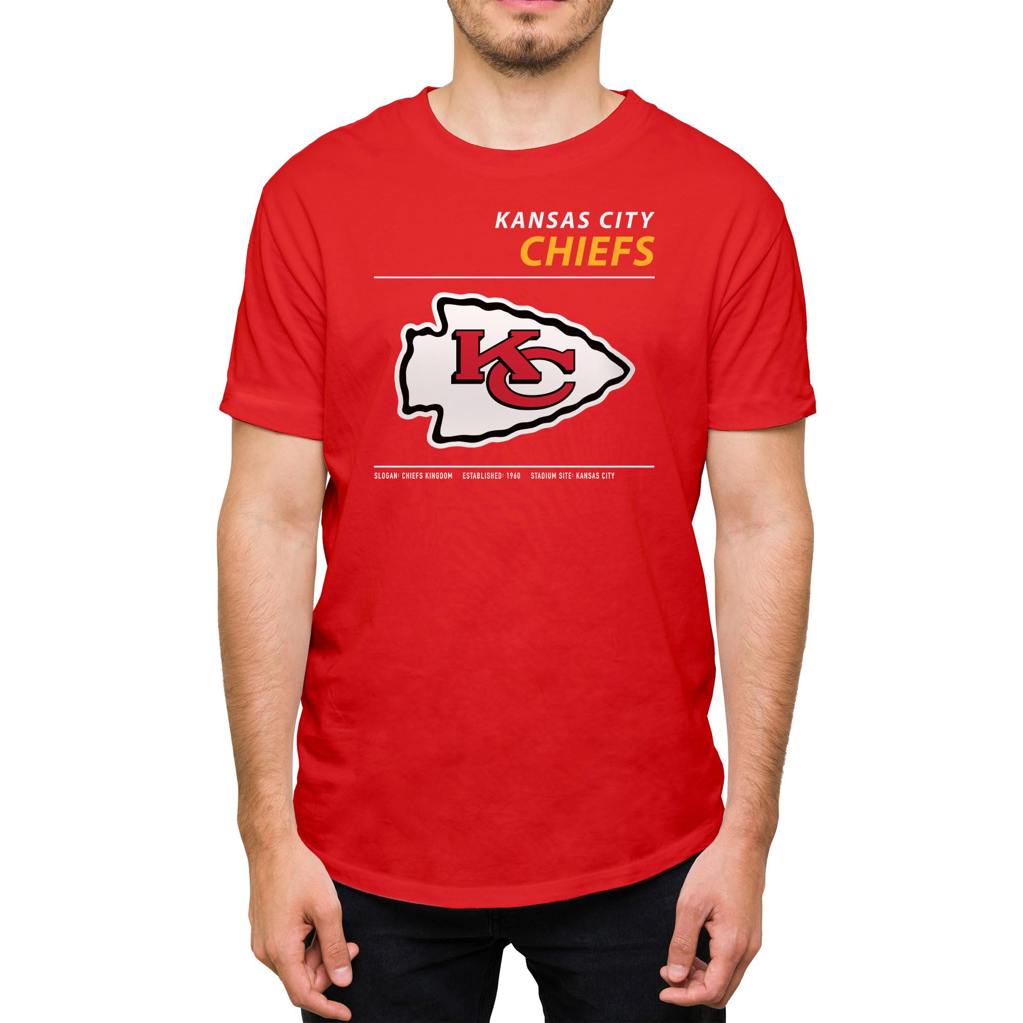 Hybrid SportsNFL - Team Logo and Stats - Adult Unisex Short Sleeve Fan T-Shirt for Men and Women - Officially Licensed