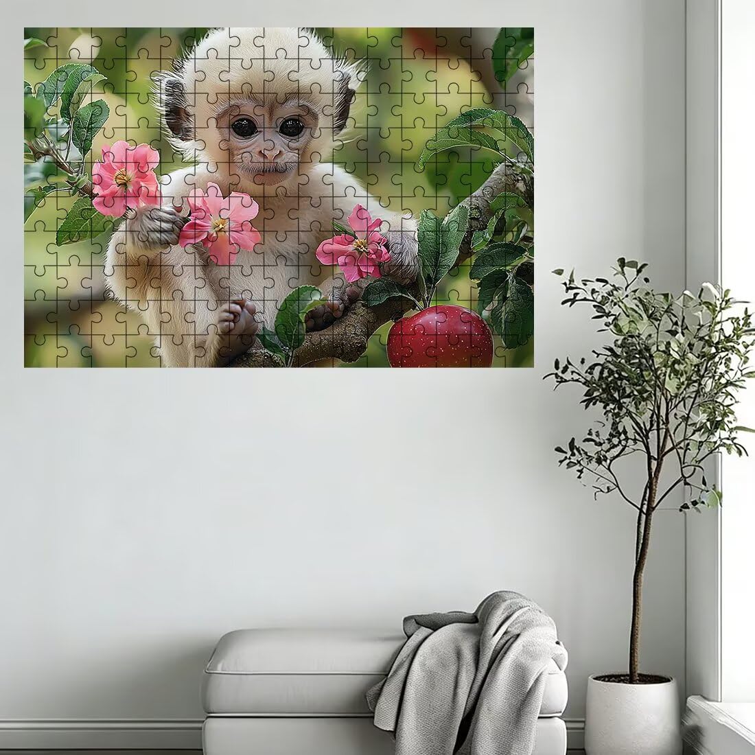 Puzzle 3000 elementów małpa, puzzle kwiatowe dla dorosłych, klasyczne puzzle gry edukacyjne do aktywności rodzinnej, najwyższej jakości drewniane puzzle z pudełkiem na prezent dla mężczyzn prezent dla