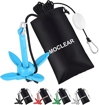 Kayak Anchor Kit, 1.5/3.5 lb Compact Folding Grapnel Anchor for Kayaks, Canoes, SUPs, Jet Skis, Small Boats - Lightweight Portable Marine Boat Anchor with Rust-Resistant Design