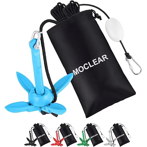 Kayak Anchor Kit, 1.5/3.5 lb Compact Folding Grapnel Anchor for Kayaks, Canoes, SUPs, Jet Skis, Small Boats - Lightweight Portable Marine Boat Anchor with Rust-Resistant Design