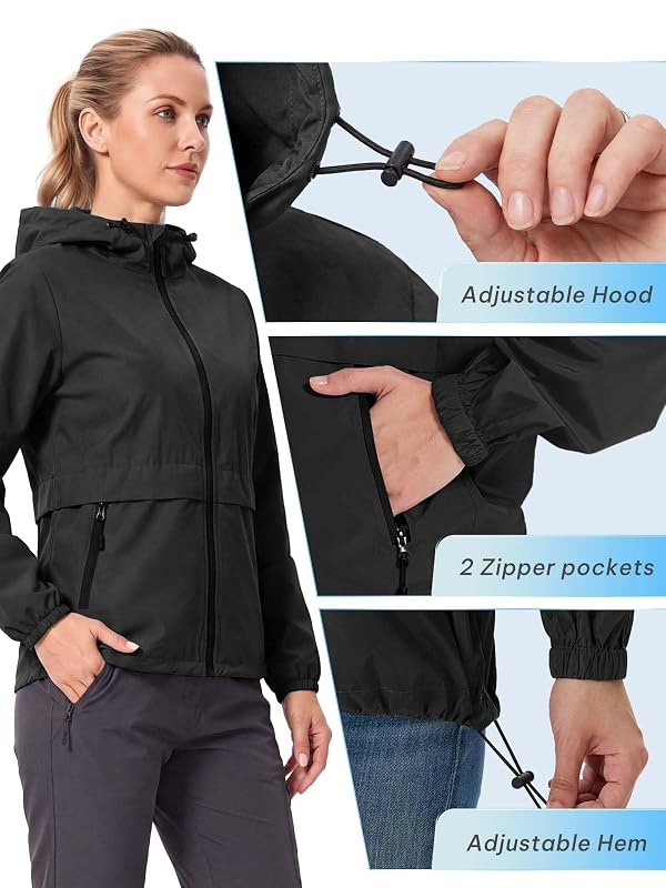 SaphiRose Lightweight Rain Jacket Women Waterproof Raincoat Black M by SaphiRose - Used condition - Image 5