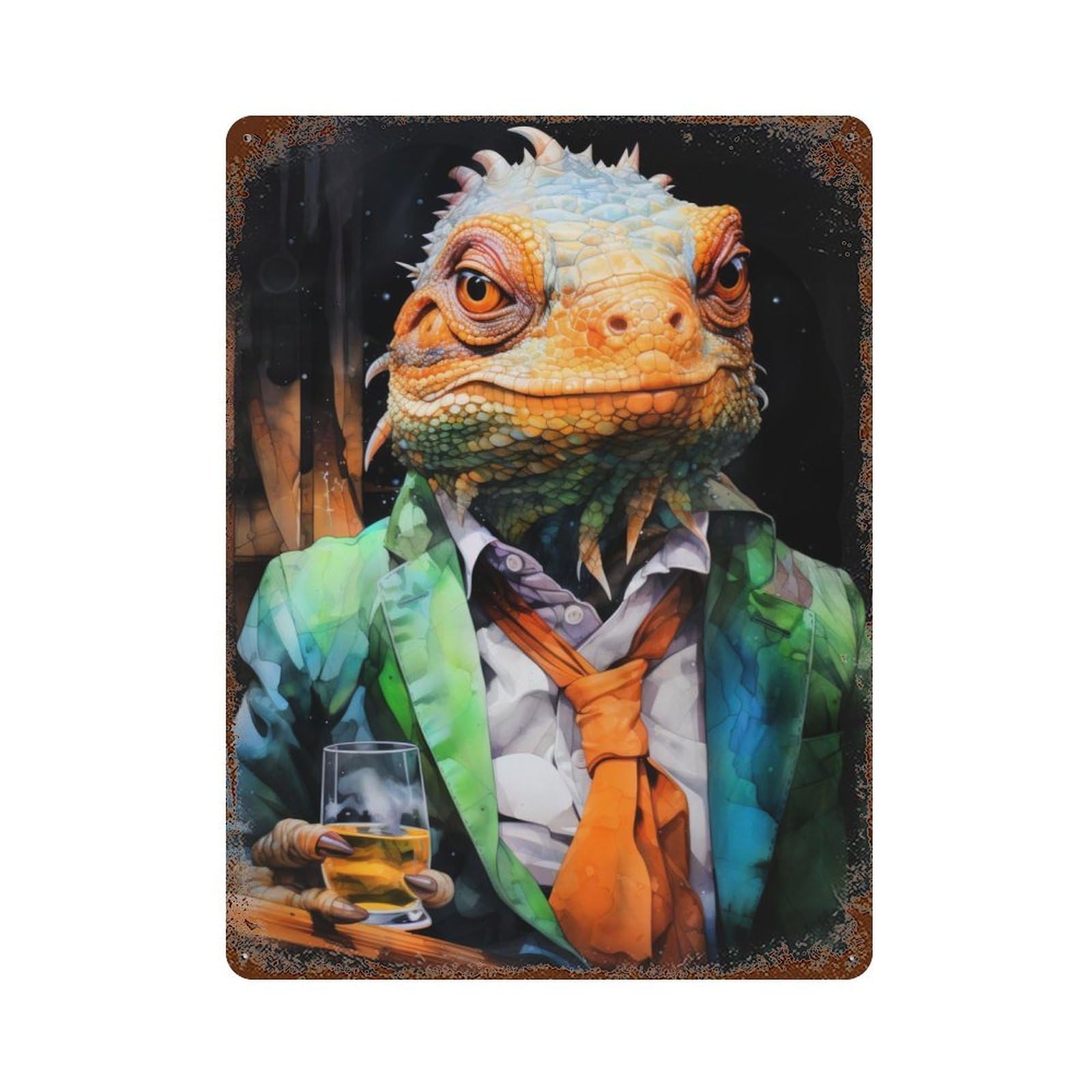 Animal Chameleon Decorative Tin Sign 15.7"x11.8", Farmhouse Wall Decor for Living Room, Hallway And Home Decor