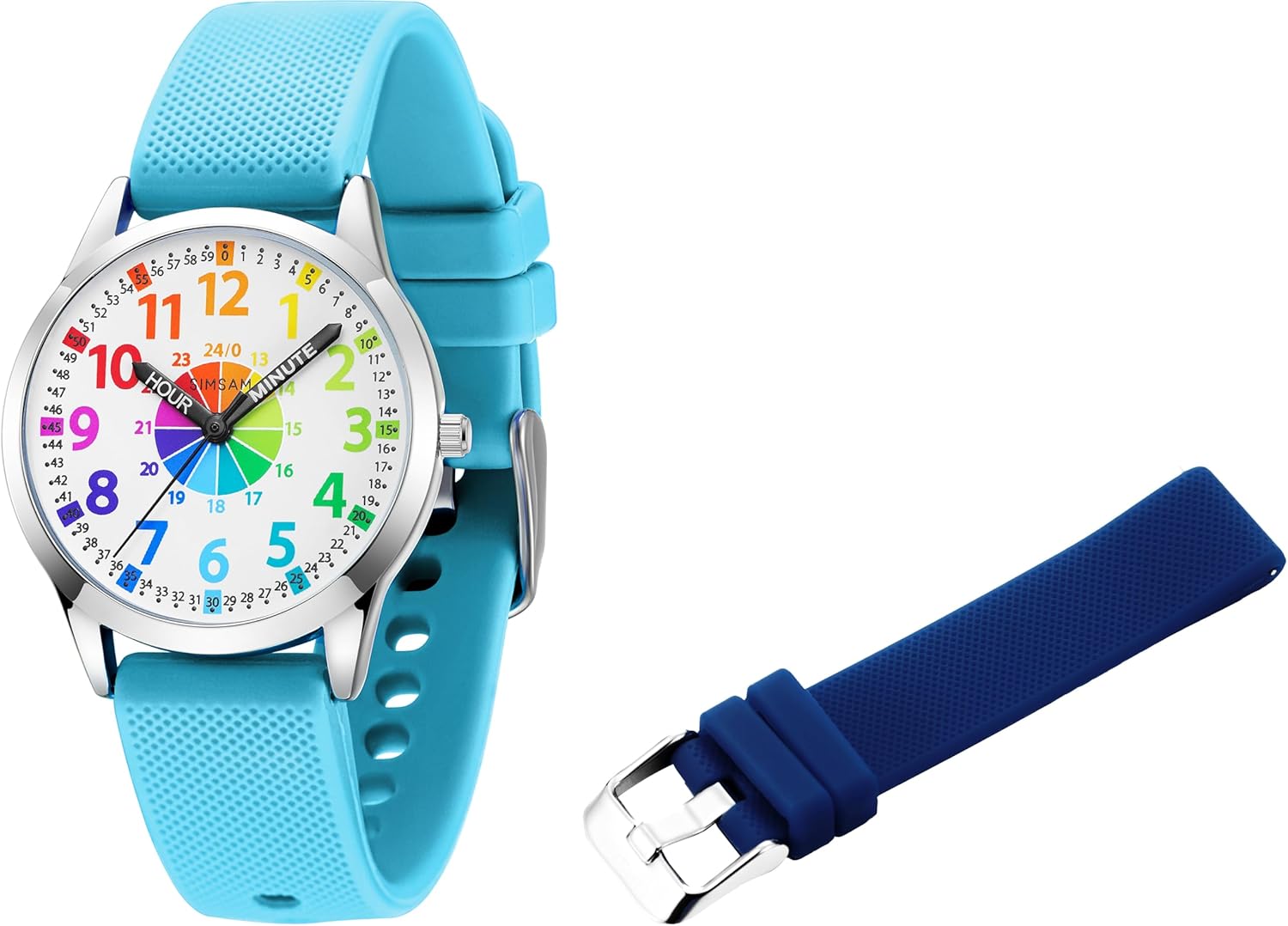 SIMSAM Kids Watch (Light Blue) + Band (Navy Blue)
