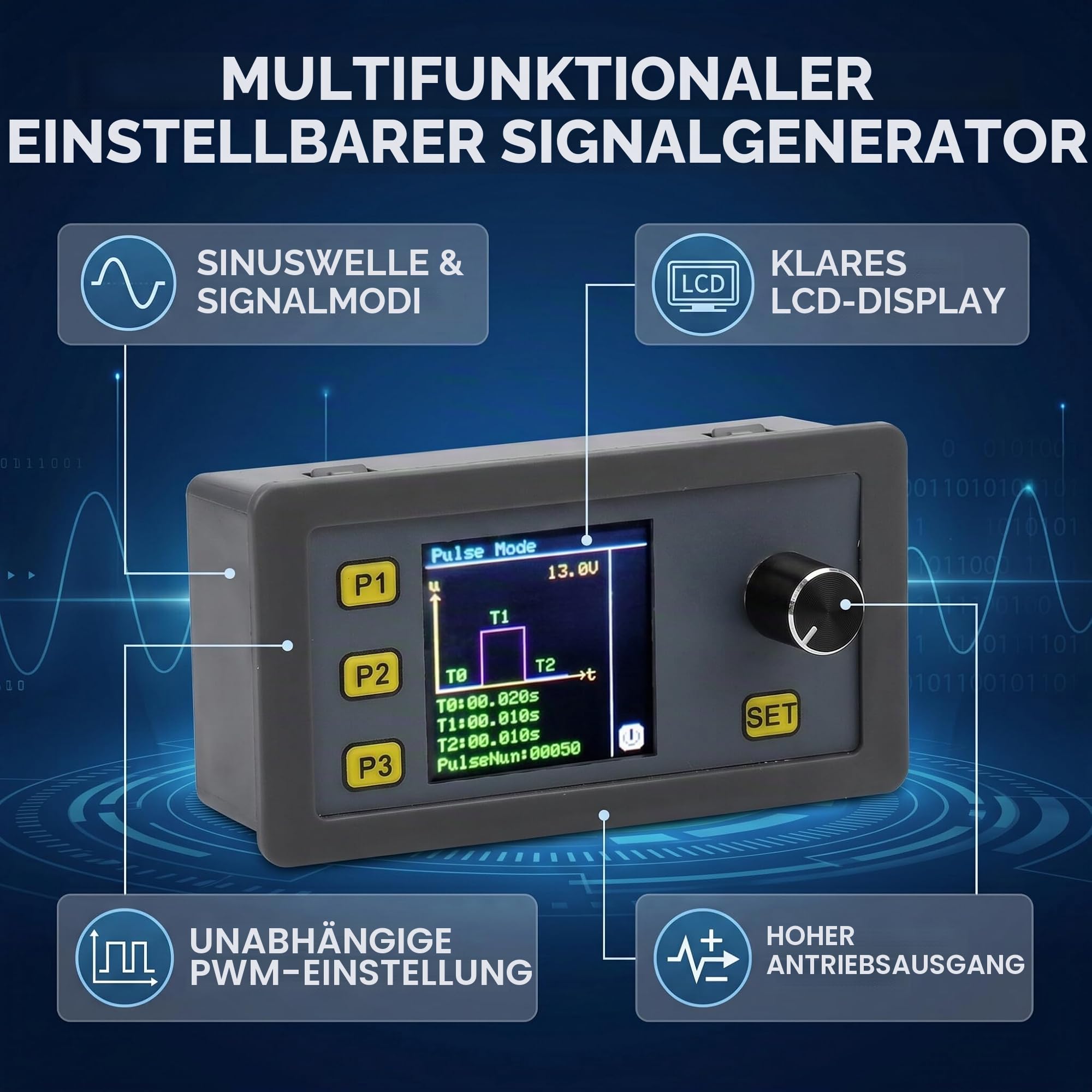 Fafeicy WSFG-06 PWM Signalgenerator Modul, 4-20mA 2-10V -10- + 70 ° C Impulsverstellbares Modul, Sinuswellensignalgenerator, 30mA Ausgangsstrom, 0-100% Zyklusbereich, Unterstützt mehrere Modi