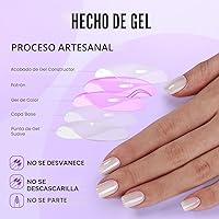 Vista 4 de BTArtbox Uñas Postizas Cortas a Presión - Uñas Postizas de Gel Suave Blanco a Presión, Puntas de Uñas Cuadradas Cromadas con Pegamento, Uñas