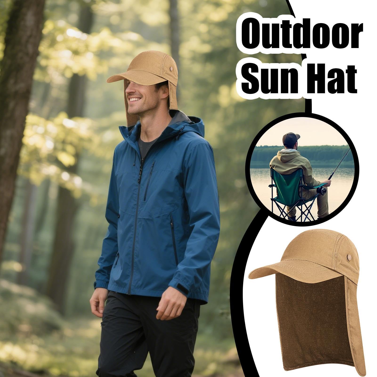 Sombrero de sol, gorra de malla, protección UV de 14.17 pulgadas con capa, diseño ligero de ajuste ajustable, gorras de cuello para pesca, viajes, golf, senderismo, ciclismo