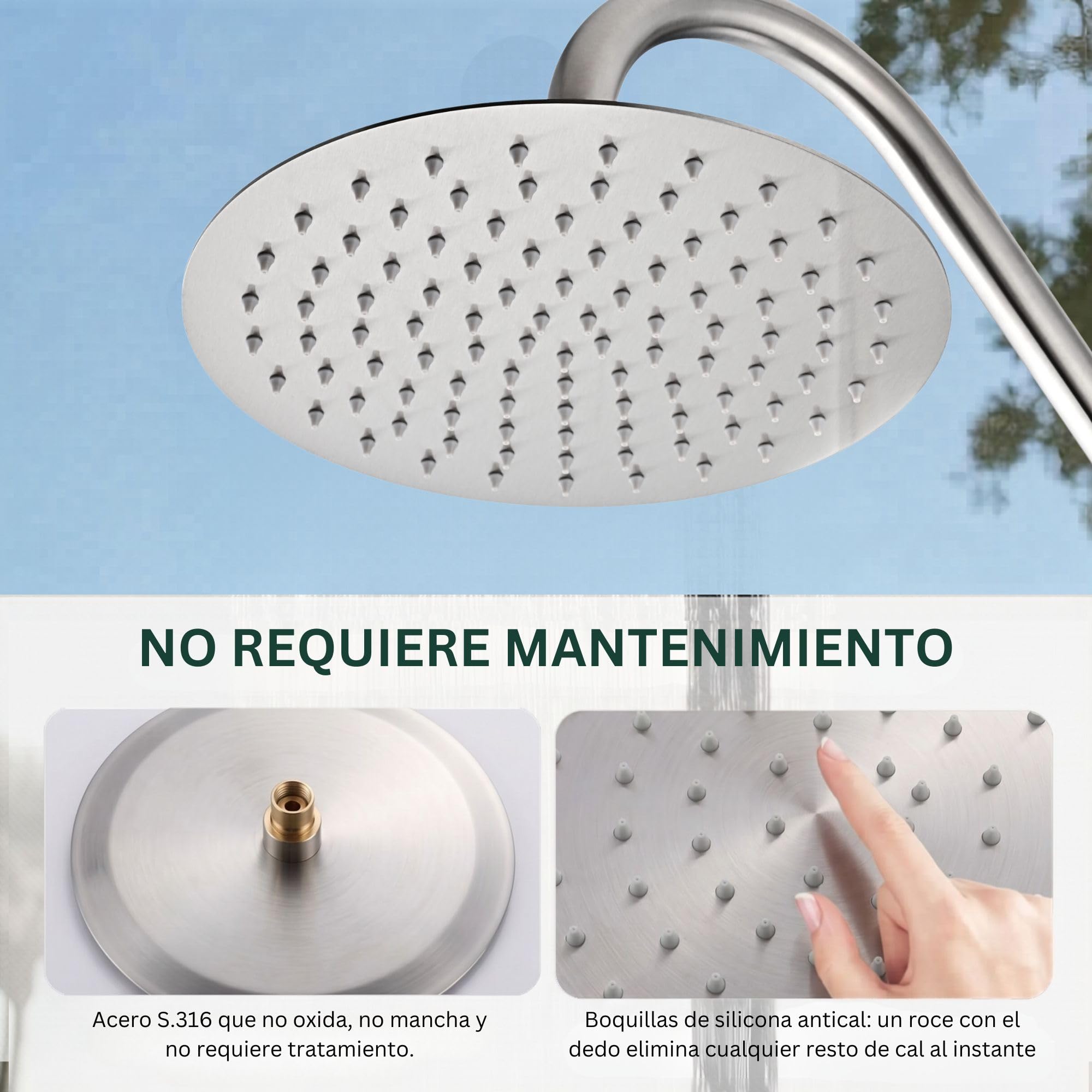 IMEX - Ducha Piscina Exterior Acero S.316 con Lava-pies | Ducha Empotrada Suelo para Jardín, Piscina y Terraza | Grifería 1 vía (Agua Fría) con Rociador y Tratamiento Anticorrosión | Serie Dakota