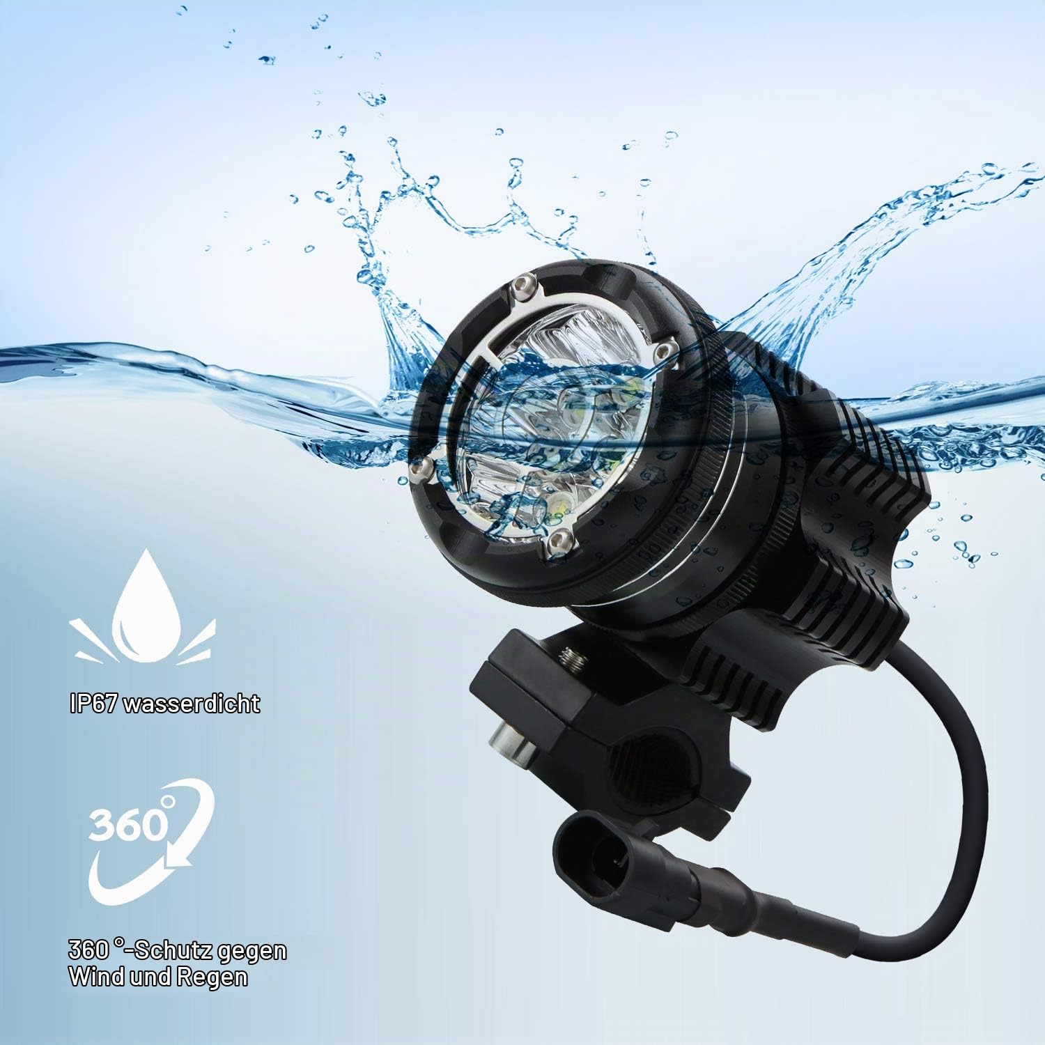 Runde LED Fernlicht EVO 90W 6000K 9000lm Zusätzliches Licht Motorrad Hochtragende Scheinwerfer Scheinwerferstrahl+Blitz Dual Mode CNC Hartglasglas IP68