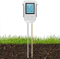 Medidor de pH do solo 3 em 1, testador de pH de temperatura de umidade, medidor digital de solo de sonda dupla com visor LCD retroiluminado, monitor de umidade de cuidados com plantas de alta