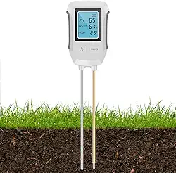 Medidor de pH do solo 3 em 1, testador de pH de temperatura de umidade, medidor digital de solo de sonda dupla com visor LCD retroiluminado, monitor de umidade de cuidados com plantas de alta