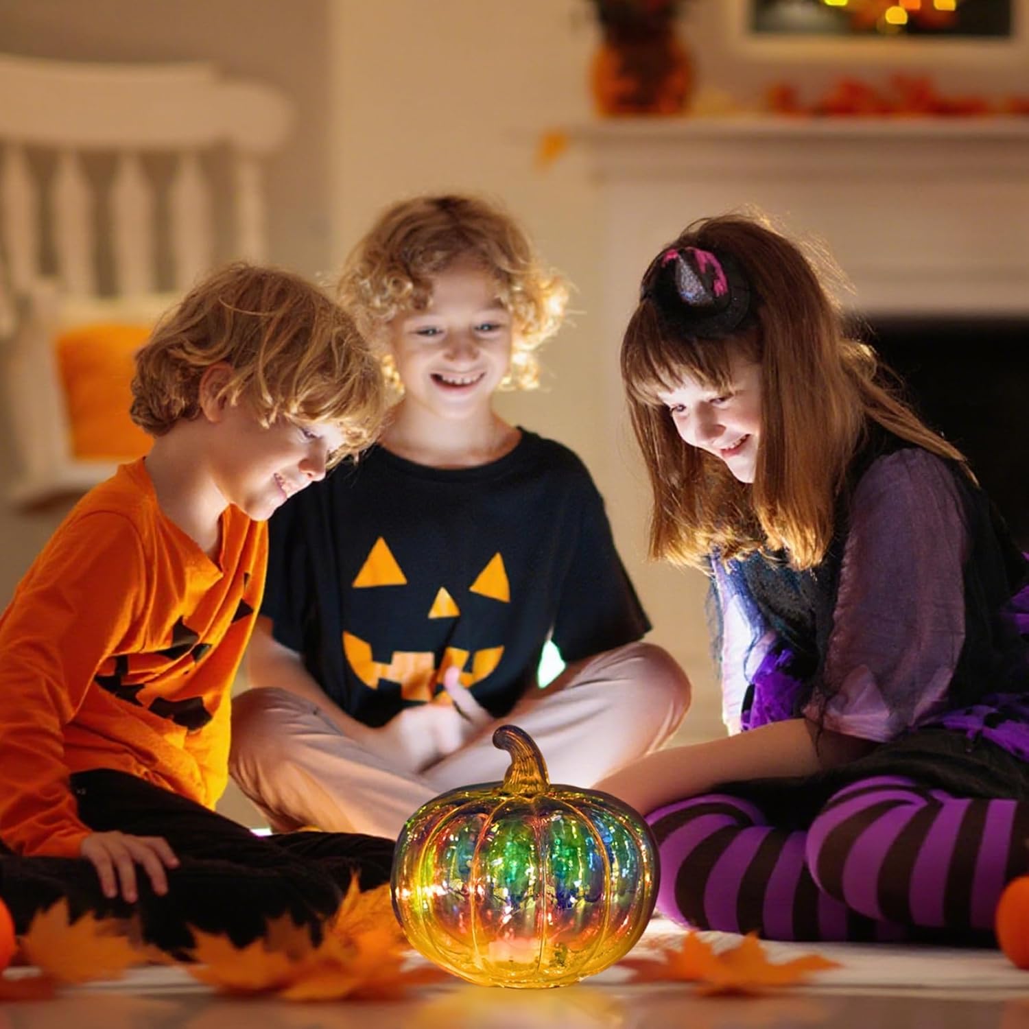 Light up Pumpkins 7x6 Inch Glass Lamp with Timer Battery Powered Twinkle Pumpkin Lamp for Fall Halloween Thanksgiving Party Home Light up Pumpkins Pumpkin Decor Twinkle ...