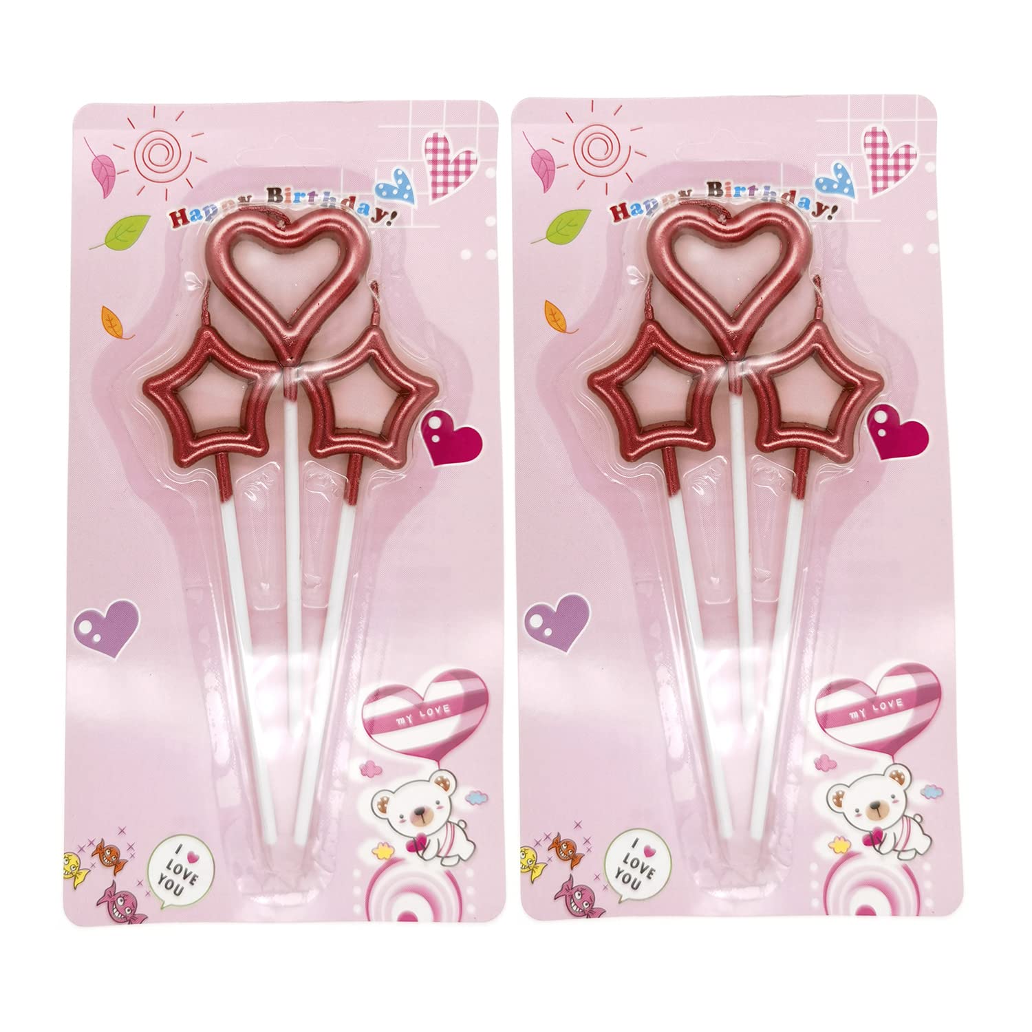 4 Pcs Bougie D'Anniversaire En Forme D'Étoile 2 Pcs Bougie D
